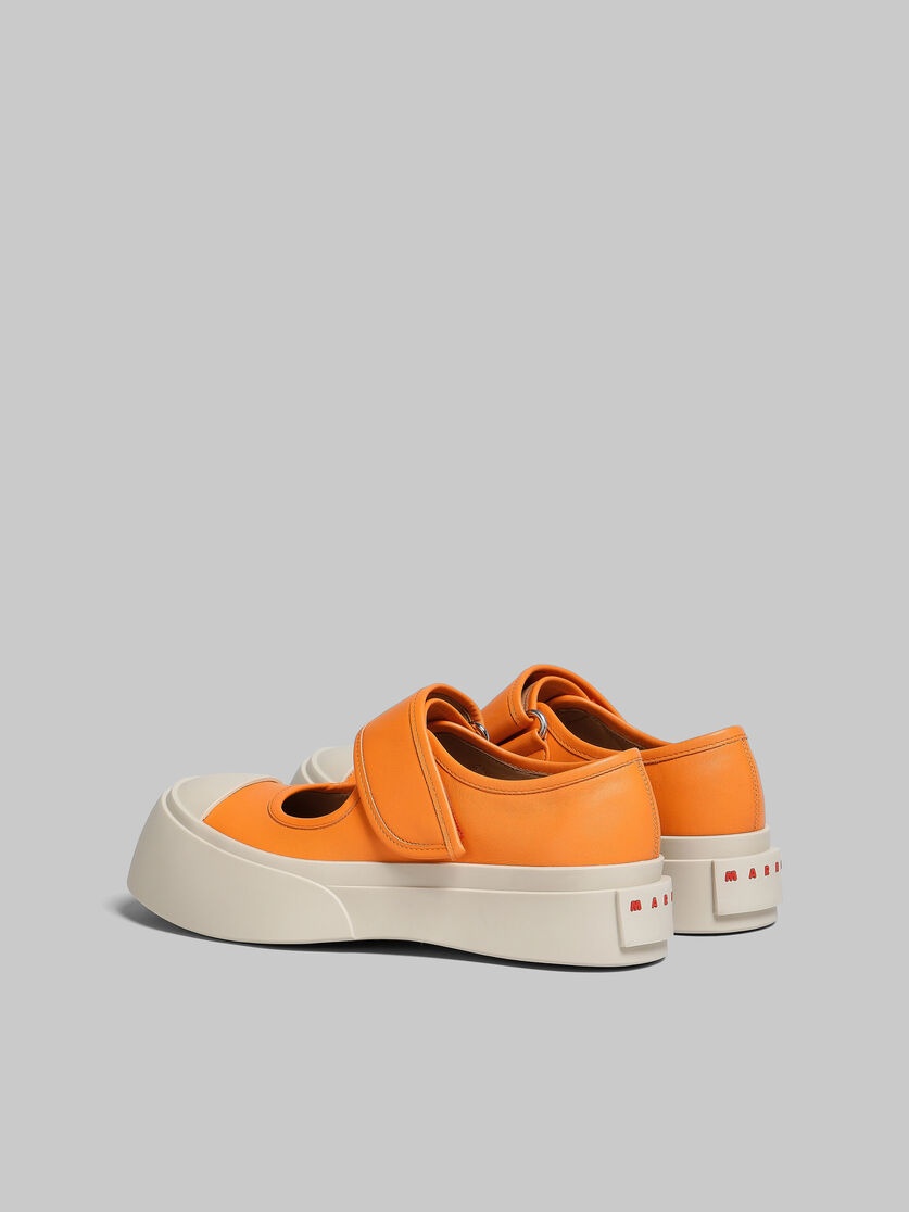 ORANGE NAPPA LEATHER MARY JANE SNEAKER - 3