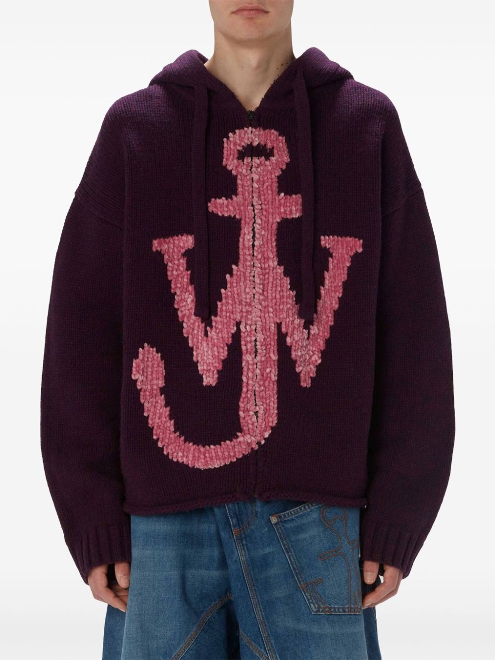 anchor-logo zip hoodie - 3