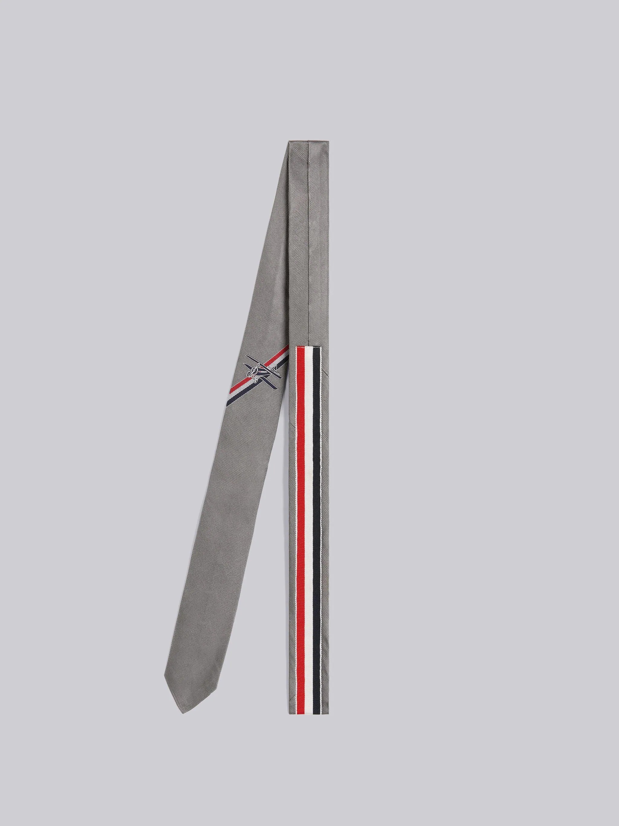Medium Grey Silk Jacquard Stripe Plane Icon Tie - 3