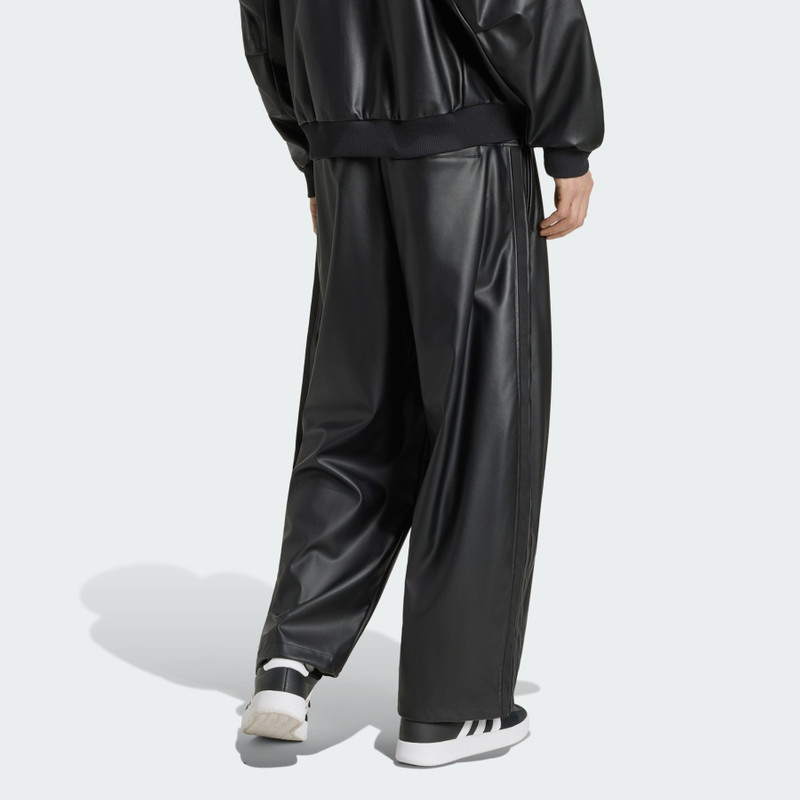 STADIUM OVERSIZED FIT FAKE LEATHER FULL LENGTH OPEN HEM PANTS 3