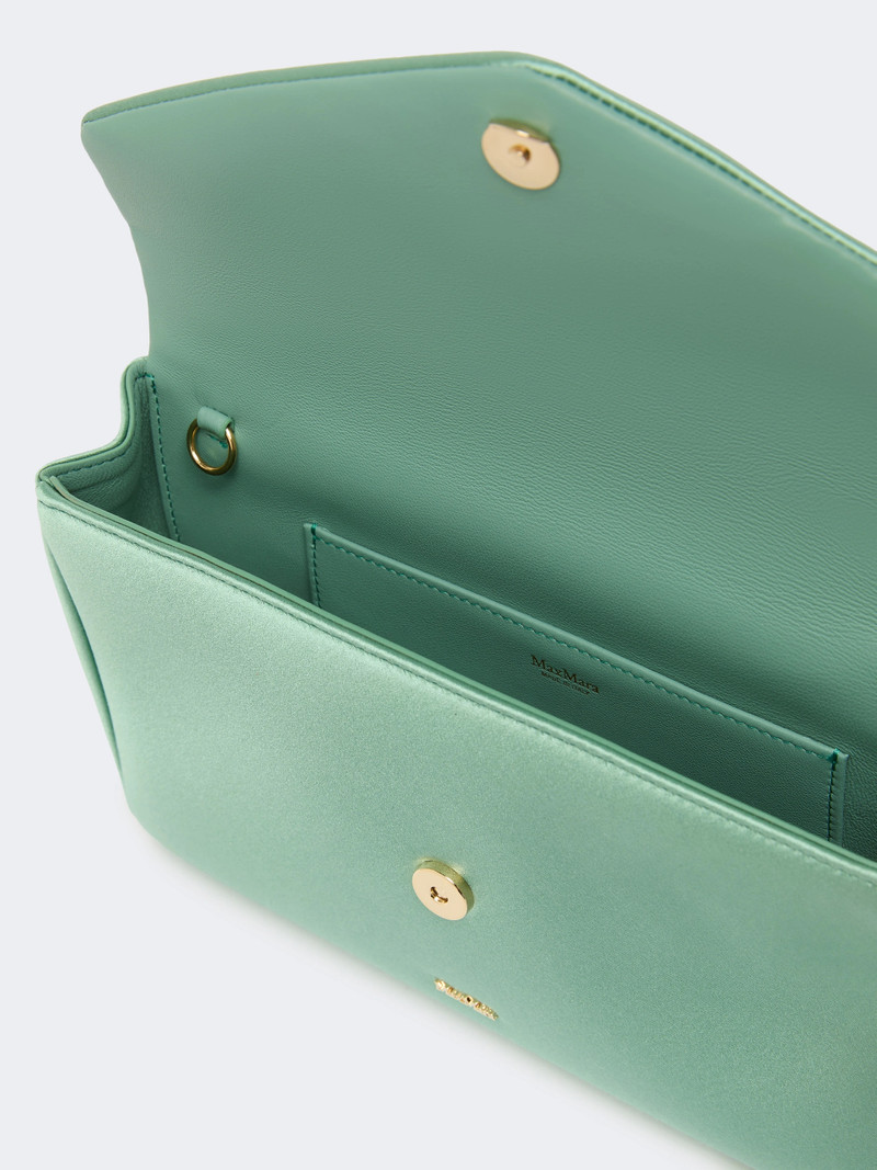 NEWENVELOPE Viscose and silk satin clutch bag - SAGE GREEN 4