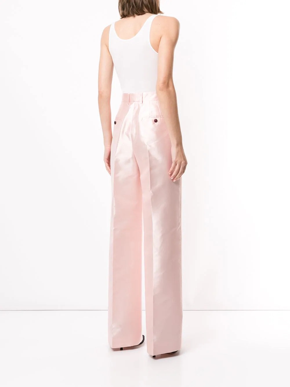 wide-leg satin trousers - 4