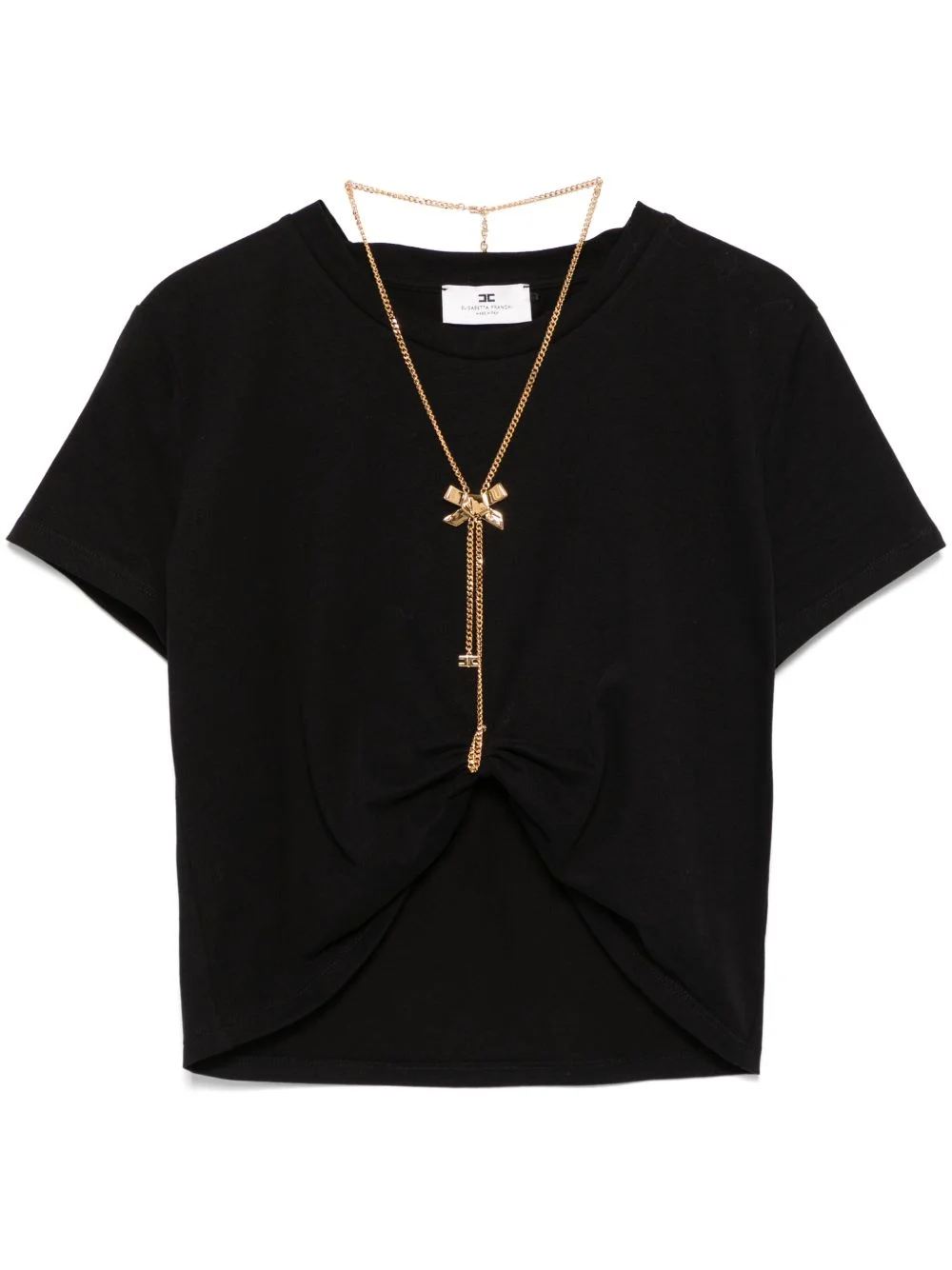 bow-necklace jersey T-shirt - 1