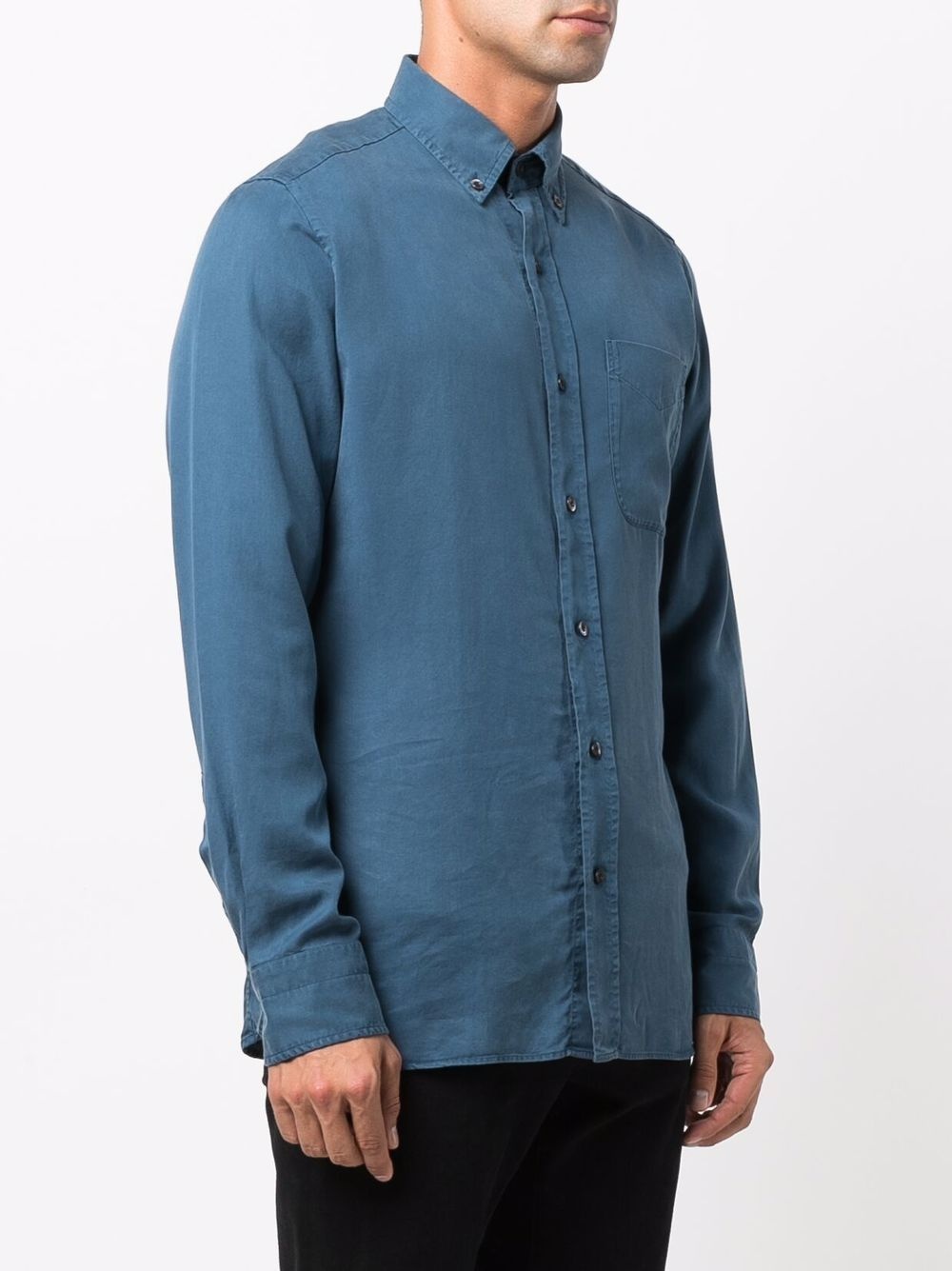 slim-cut denim-look shirt - 3