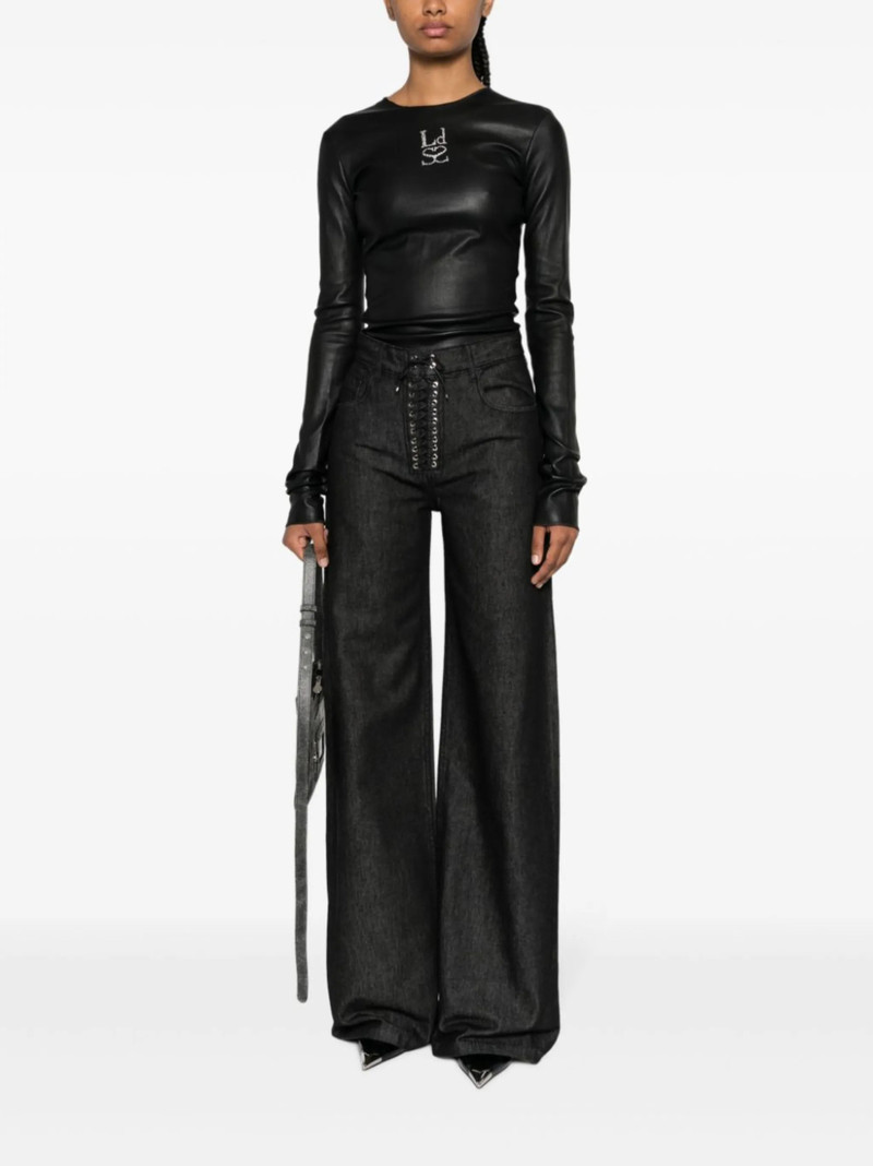 LUDOVIC DE SAINT SERNIN rhinestone-embellished leather top outlook