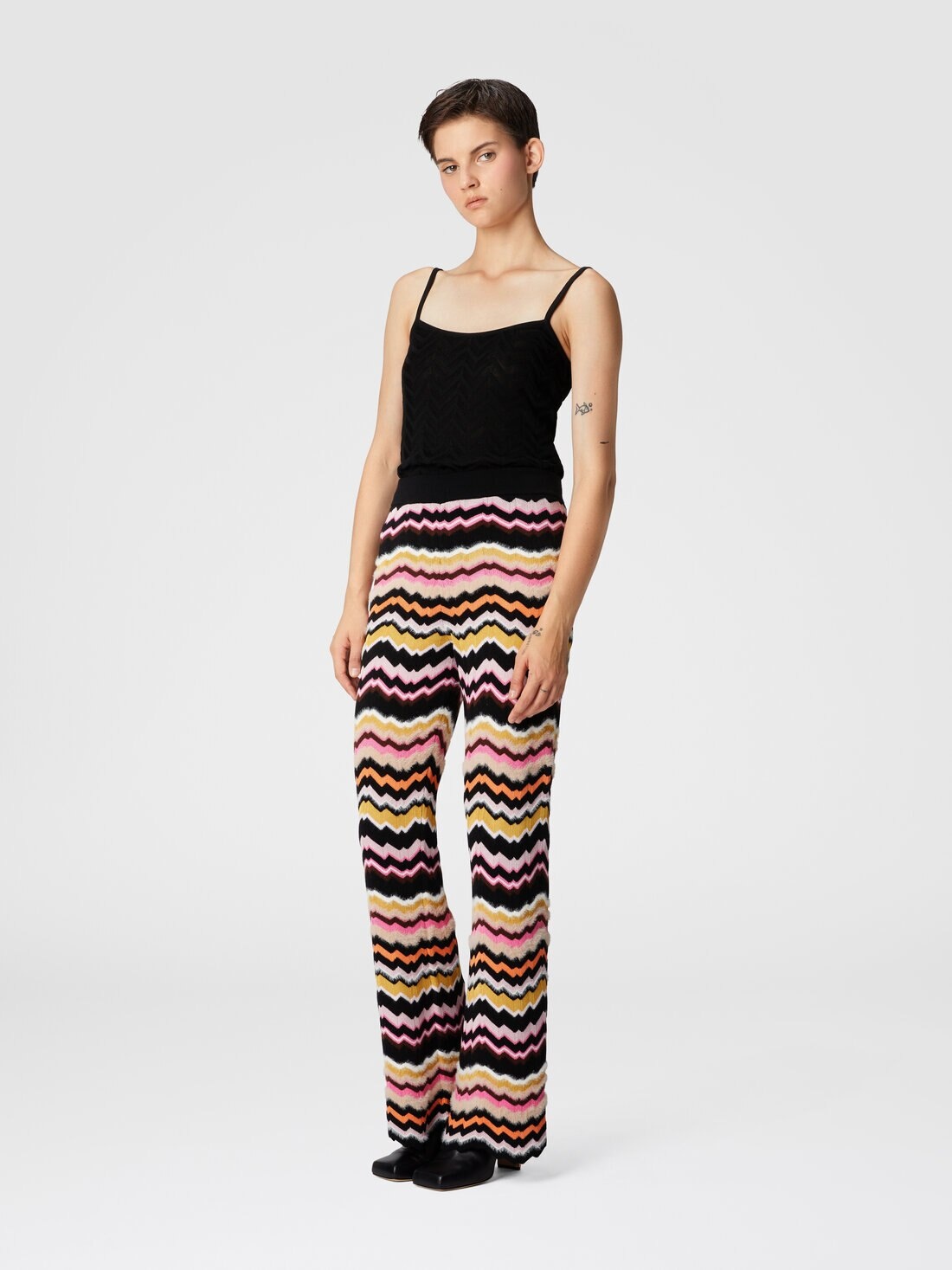 Trousers with Greek zig zag motif in viscose and wool - 2