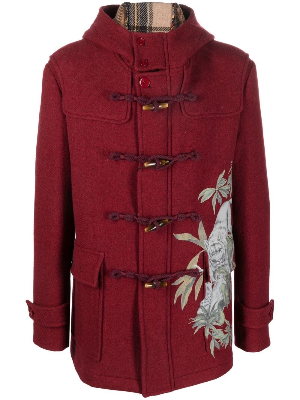 TIGER-PRINT DUFFLE COAT - 1