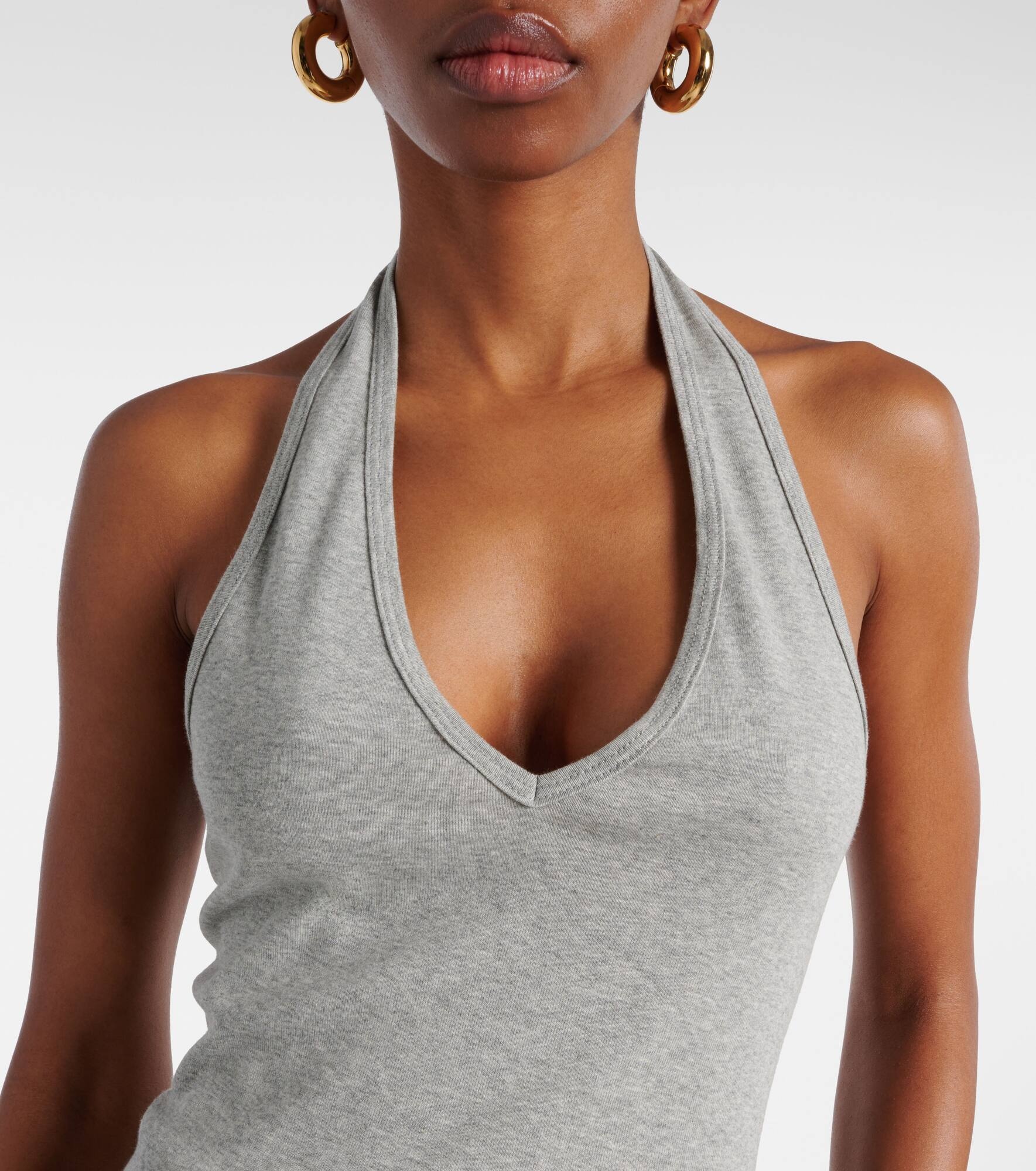 Britt halterneck cotton jersey top - 4
