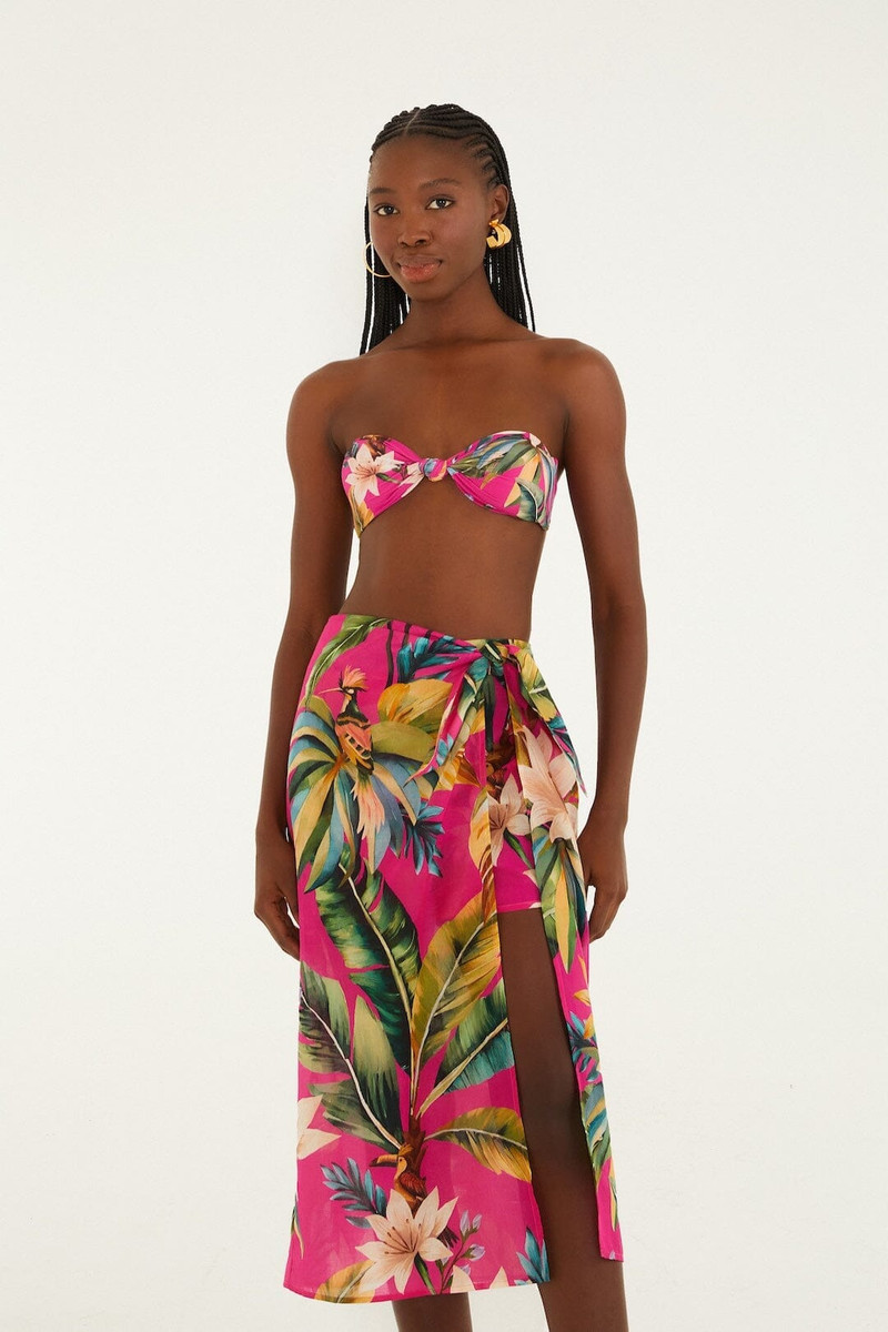 Pink Tropicalia Side Slit Midi Skirt 4
