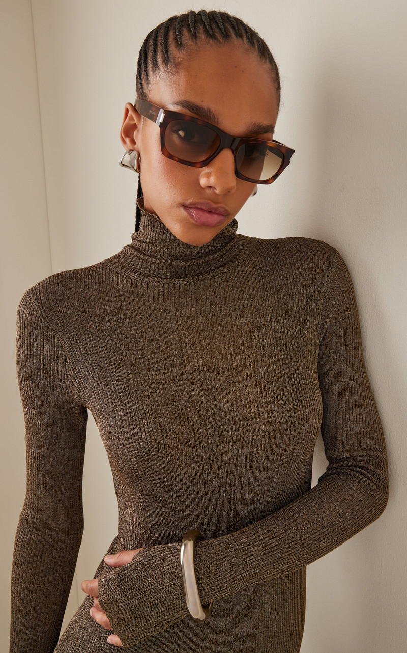 SAINT LAURENT Square-Frame Acetate Sunglasses brown outlook