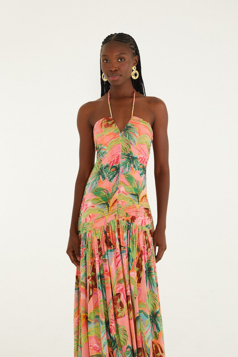 Soft Pink Pool Time Ruched Sleeveless Midi Dress 4
