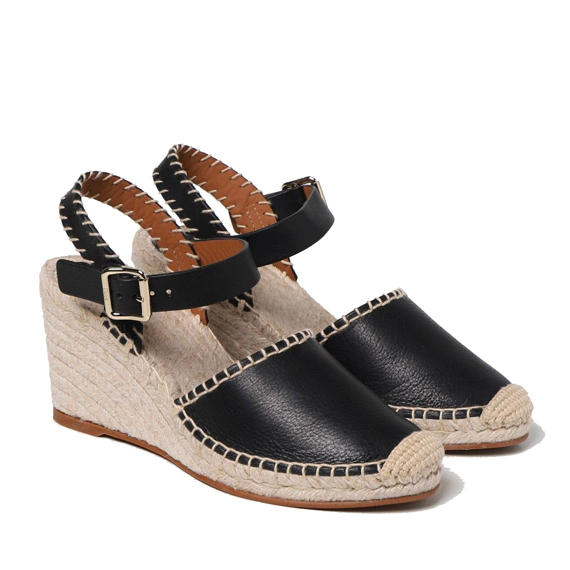 Chloe Leather Wedge Sandals Women - 2