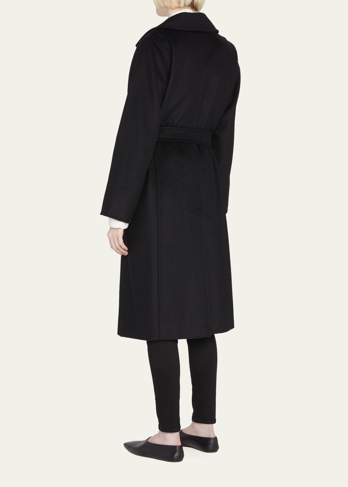 Manuela Wool Wrap Coat, Black - 3