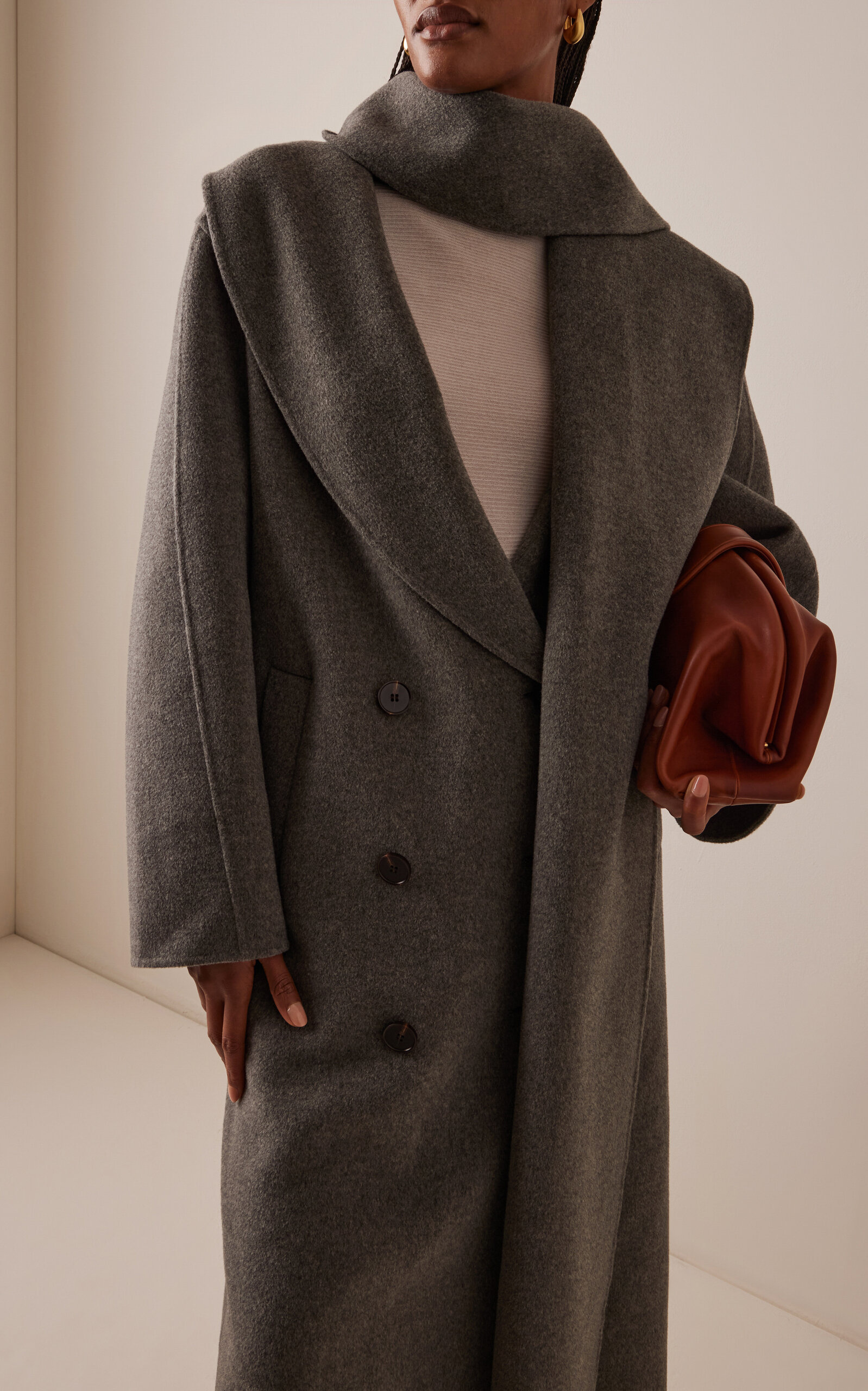 Signature double-faced scarf coat grey - 2