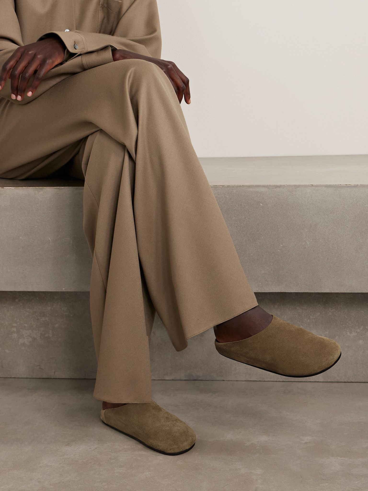 Hudson suede mules Army green - 2