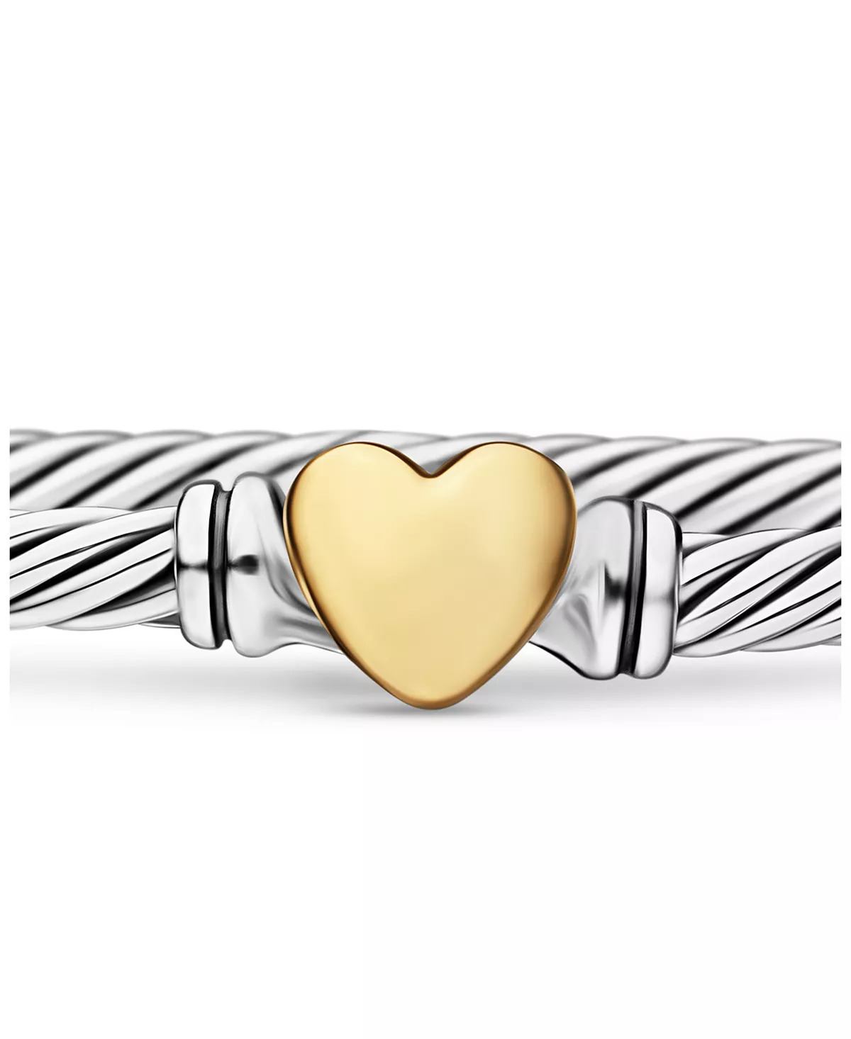 Cable Collectibles® Heart Bracelet in Sterling Silver with 18K Yellow Gold, 3mm - 6