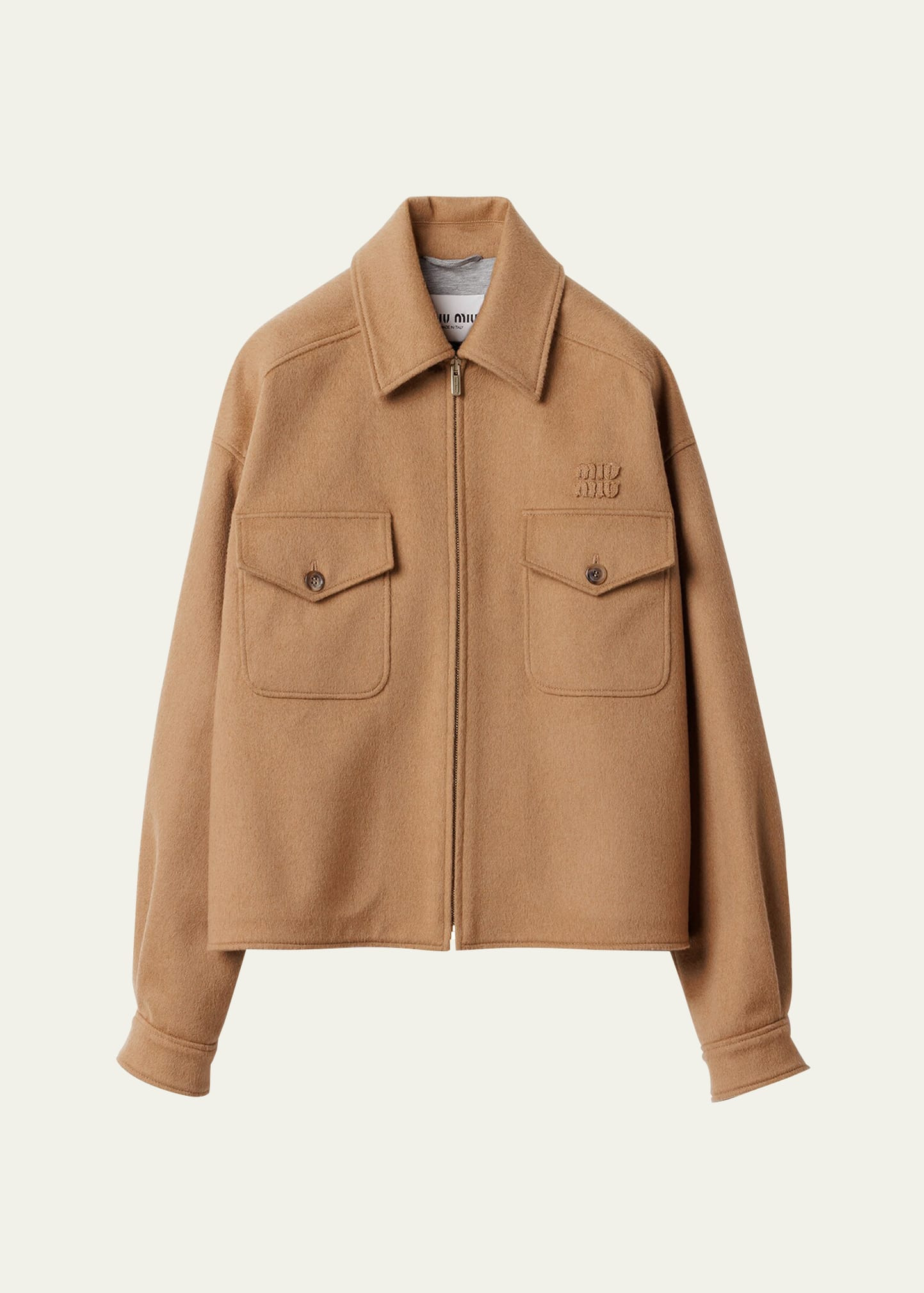 Boxy Cropped Camel Hair Jacket - 1