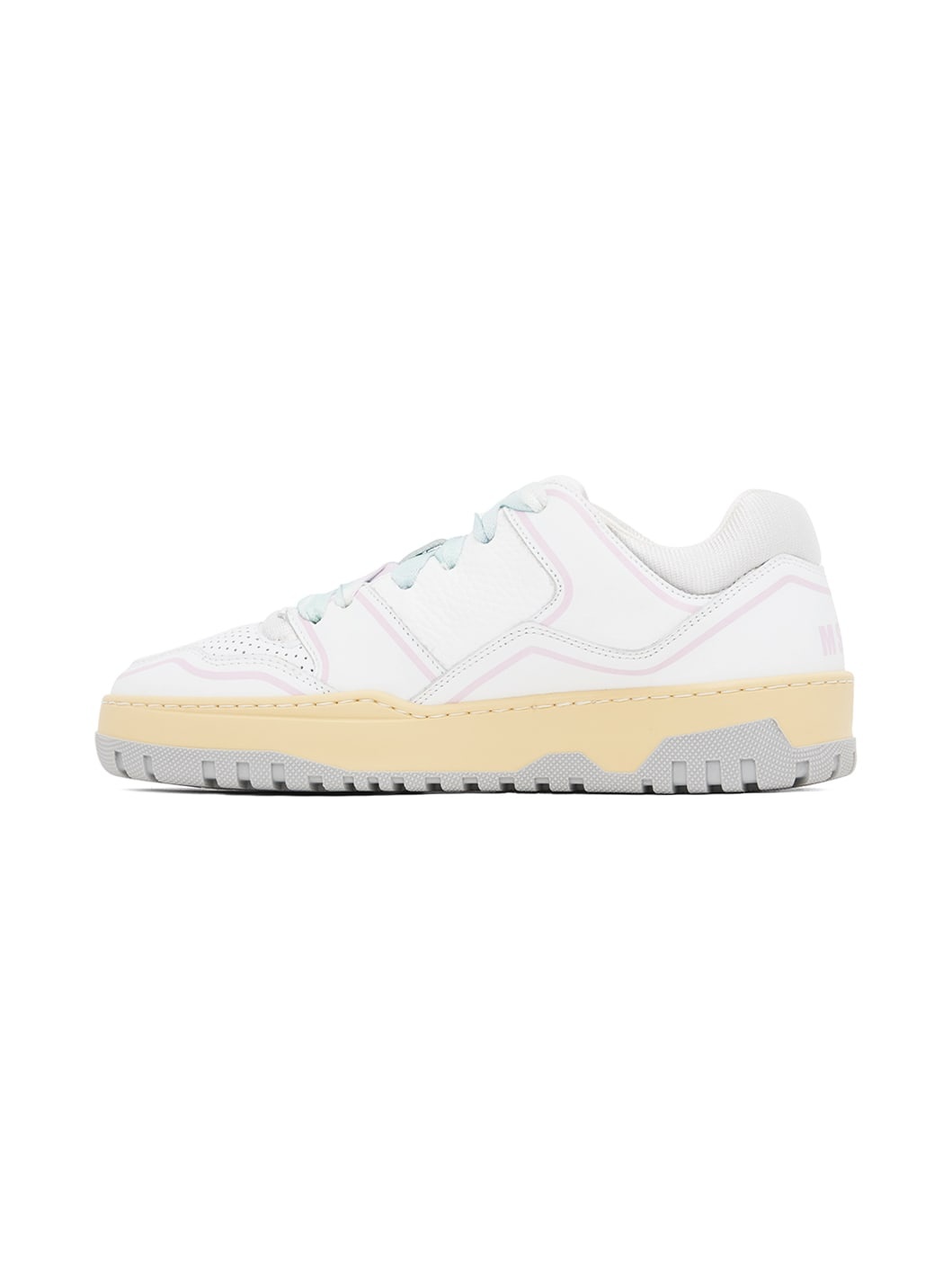 White & Pink Retro Basketball Sneakers - 3