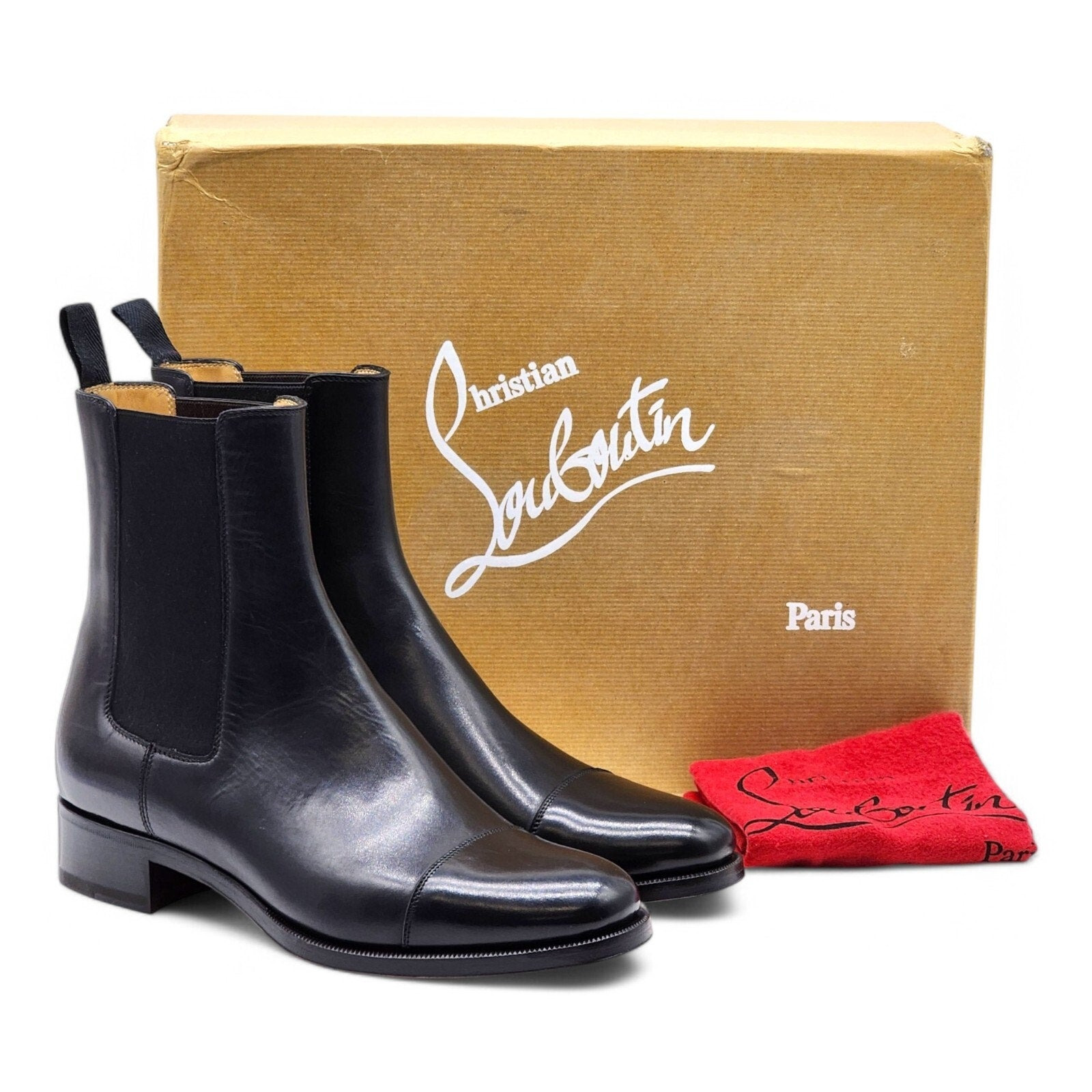Christian Louboutin Antonio Chelsea Leather Boots Black EU 39.5 US 6.5 - 12