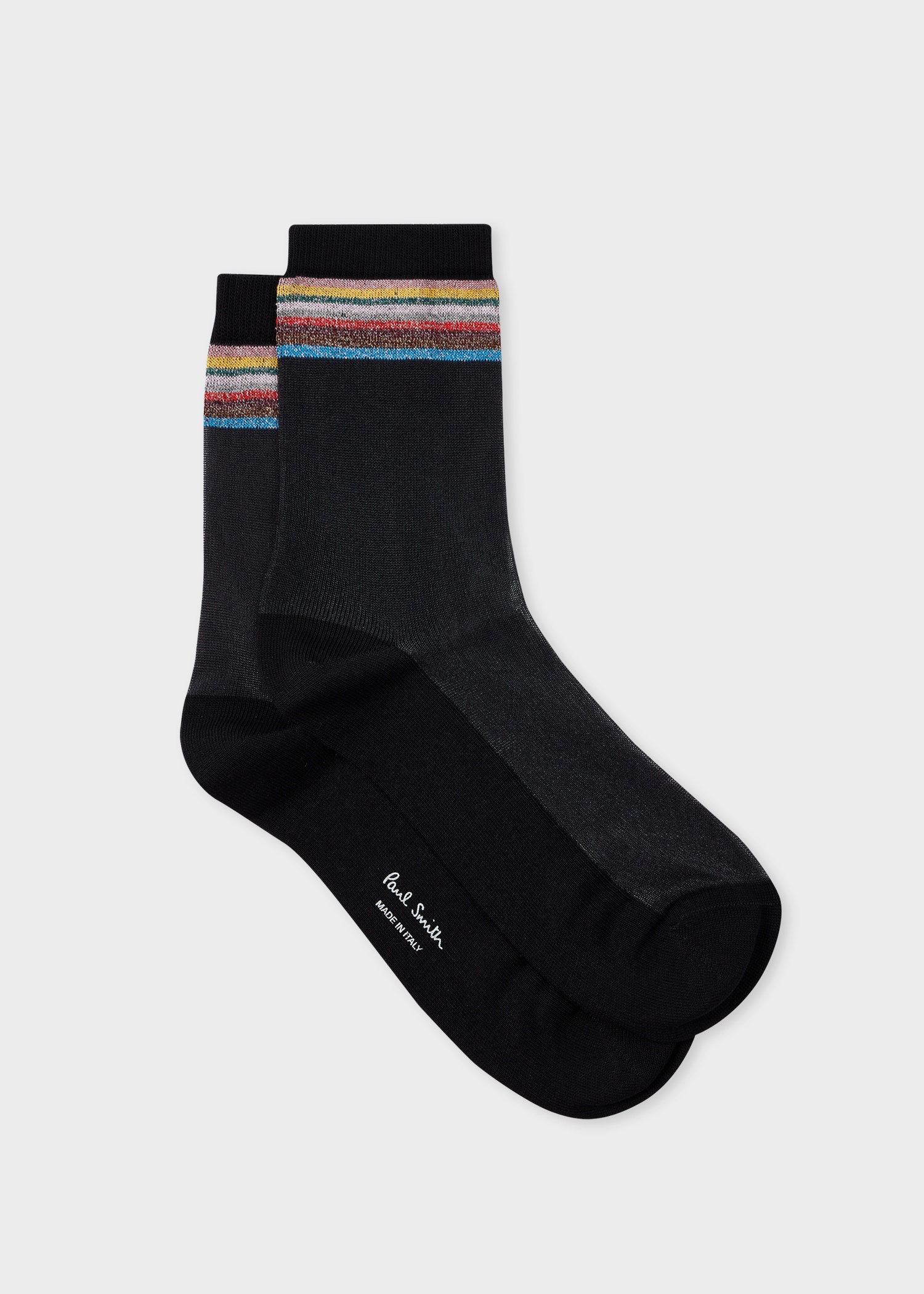 Women's Black Sheer 'Signature Stripe' Socks - 1