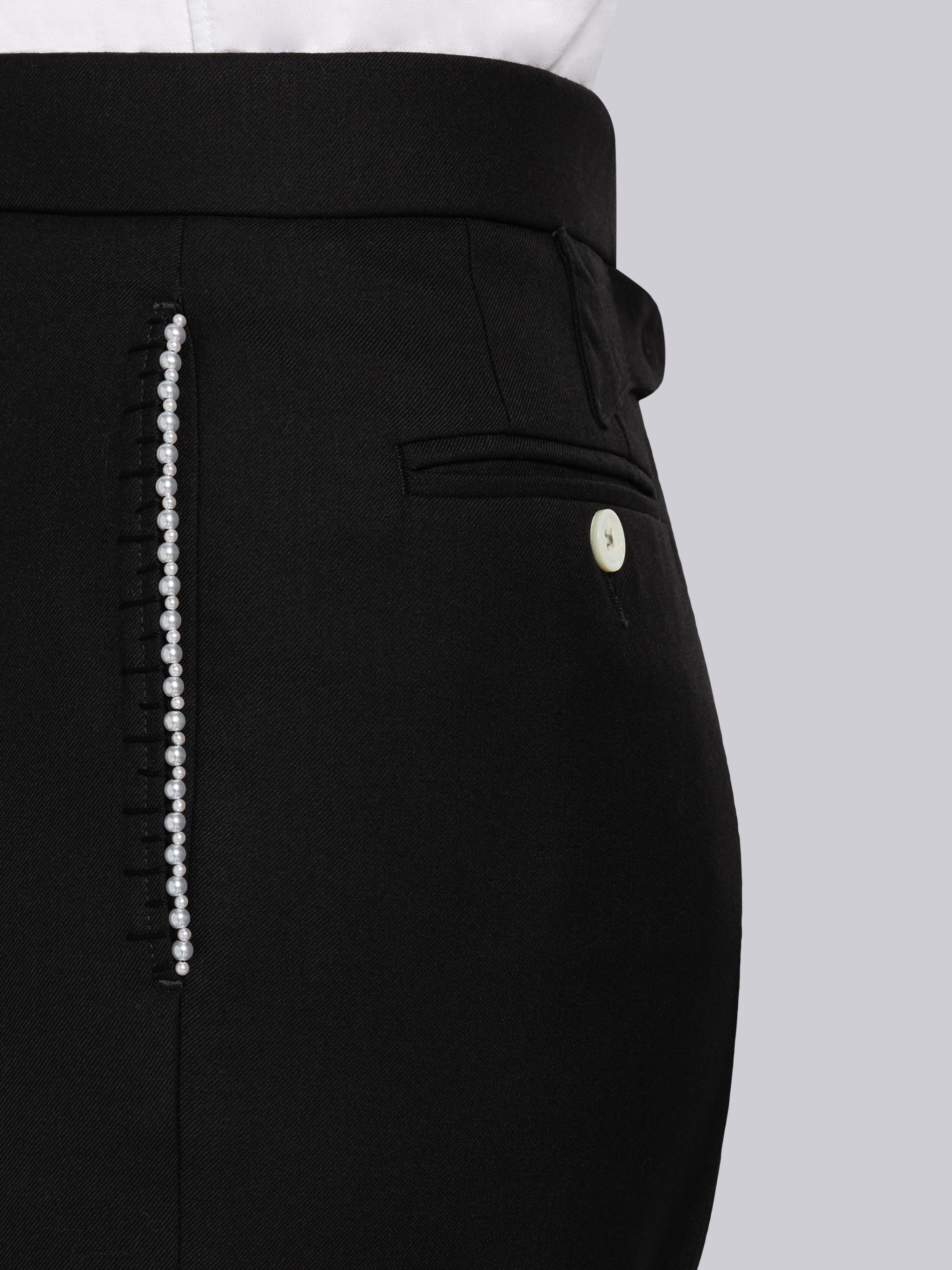 Super 120s Wool Twill Classic Backstrap Trouser With Pearls - 5