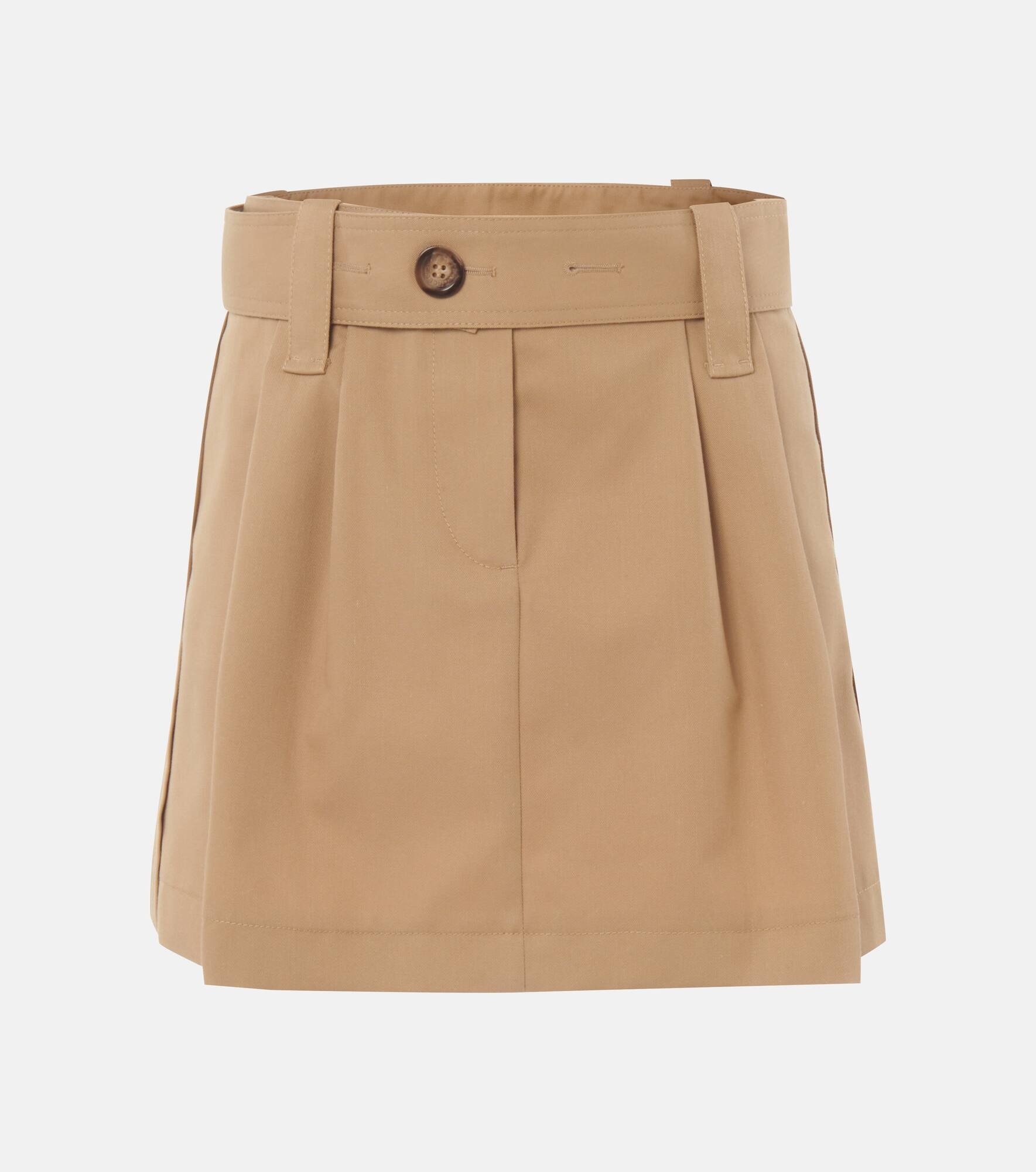 Belted gabardine miniskirt - 1
