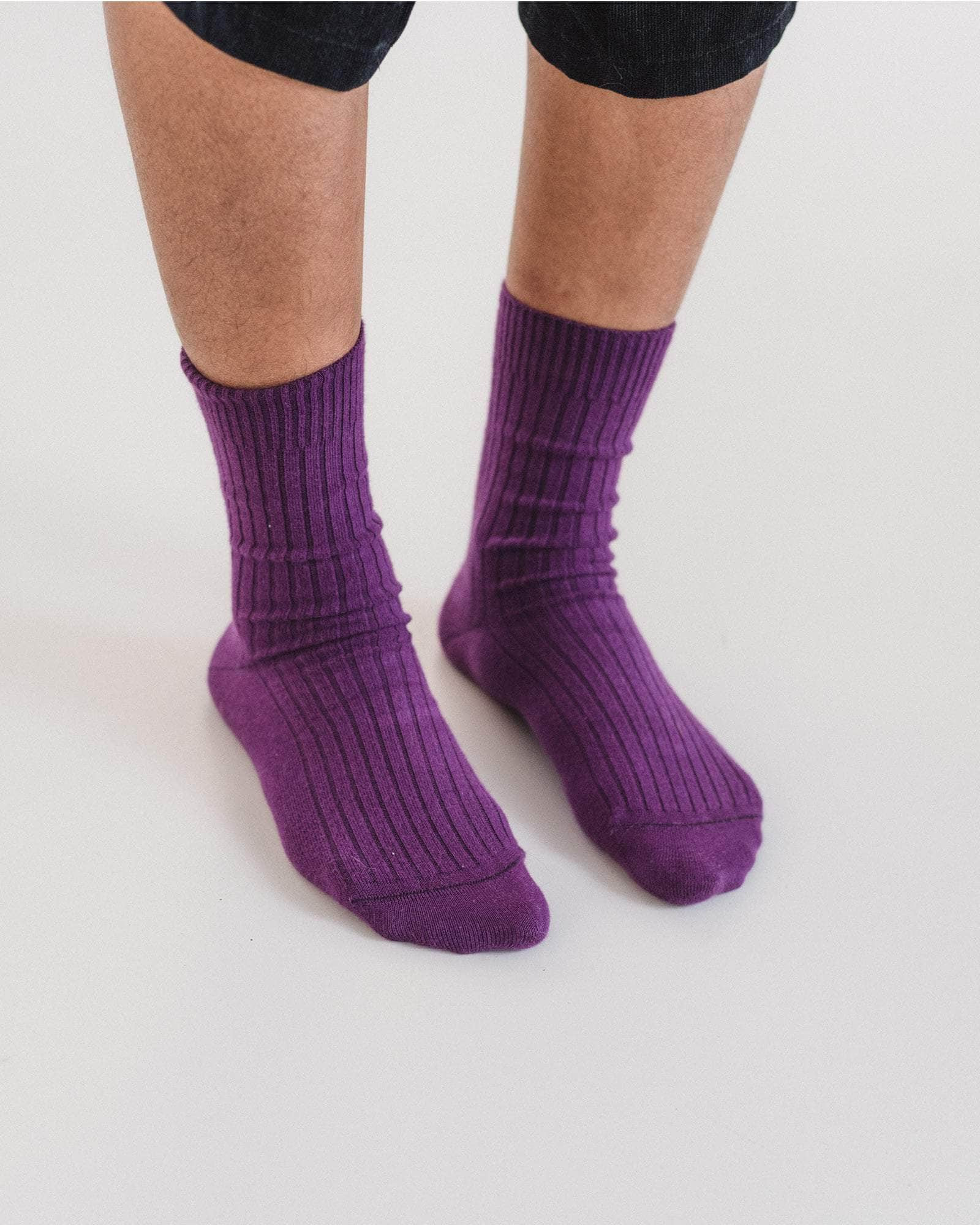 Pack - 3 Rib Overankle Socks - Textured Organic Cotton - 3
