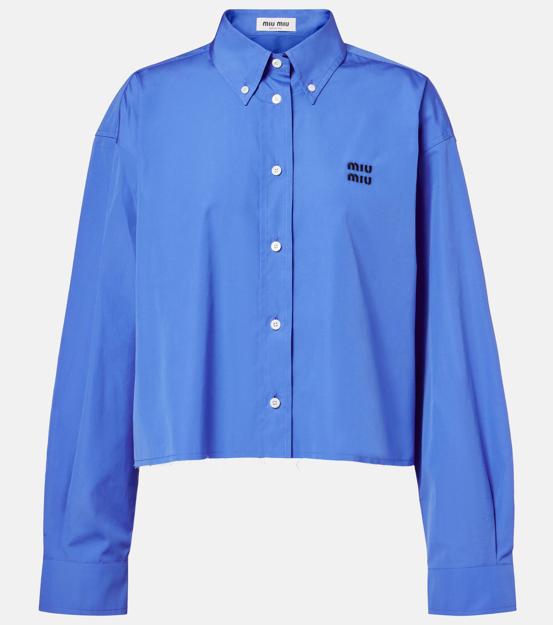 Cropped cotton poplin shirt - 1