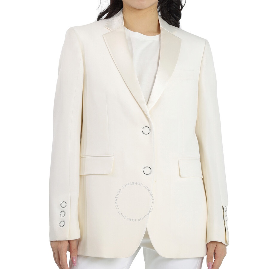 Open Box - Burberry Ladies Natural White Caratown Single-Breasted Blazer, Brand Size 2 (US Size 0) - 1