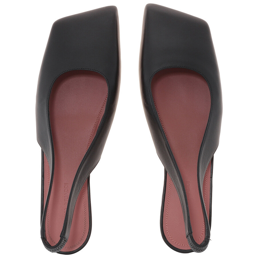 Amina Muaddi Nappa Black Ane Slingback Flats - 3