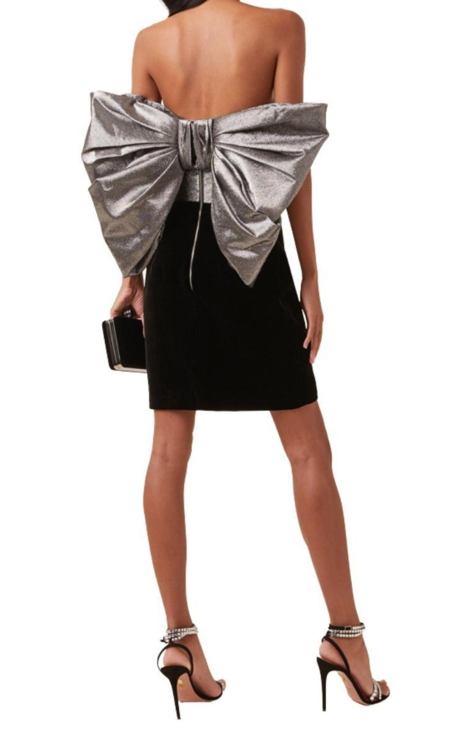 Off-The-Shoulder Bow Mini Dress - 2