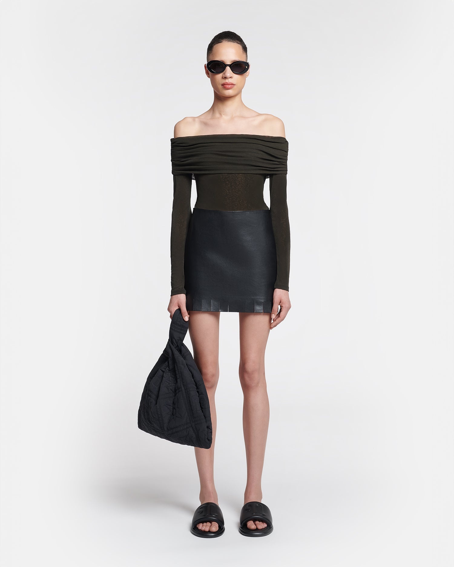 Fringed Regenerated Leather Mini Skirt - 4