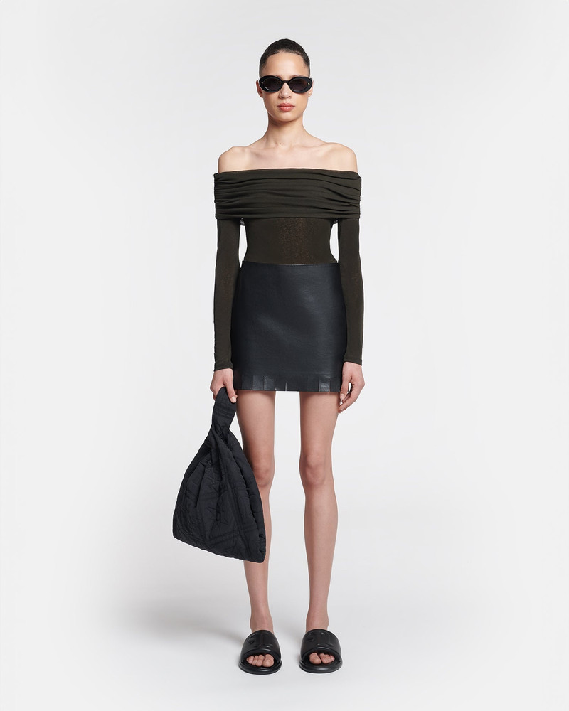 Fringed Regenerated Leather Mini Skirt 4
