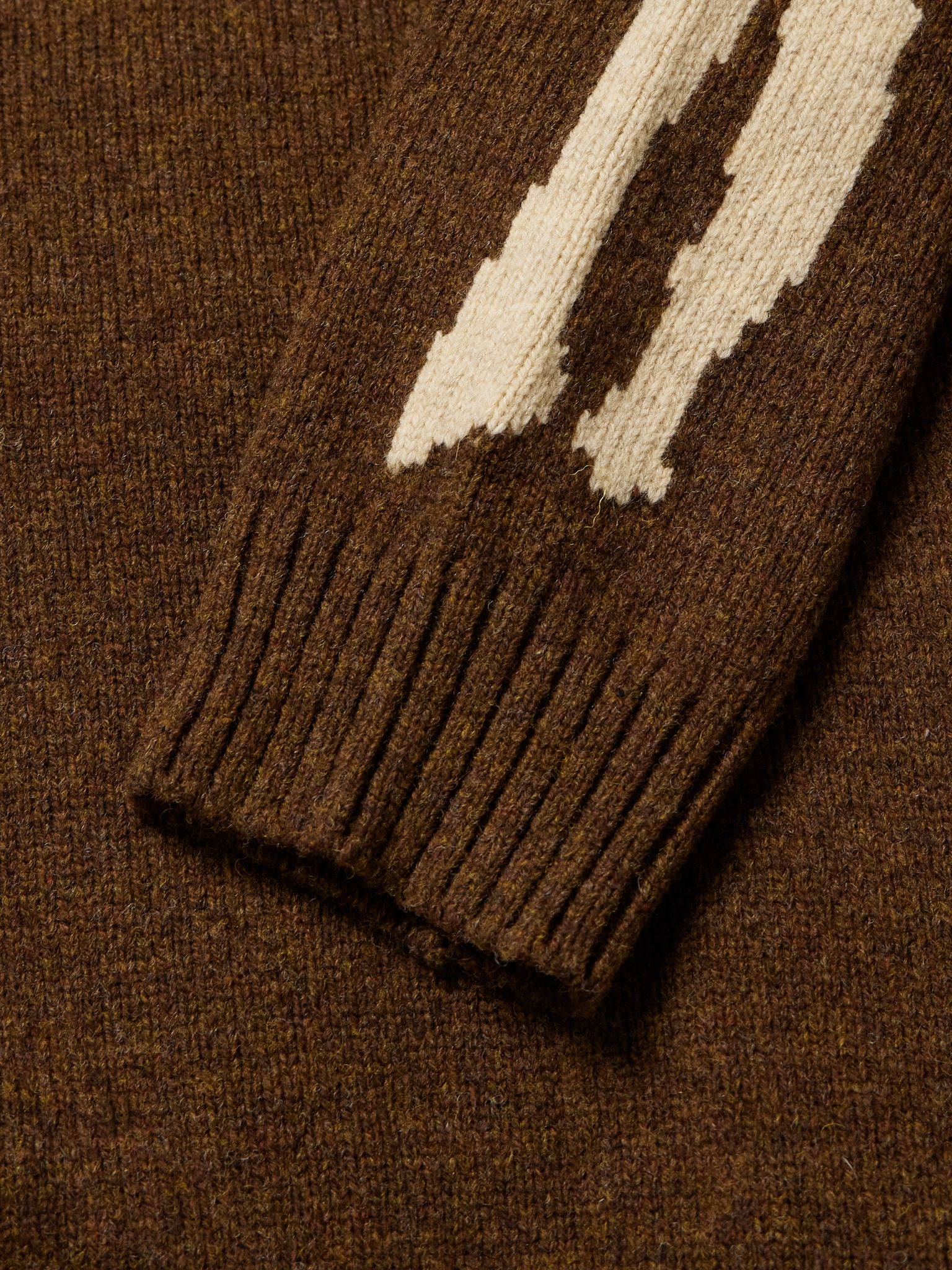 5G Intarsia Wool Hoodie Brown - 4