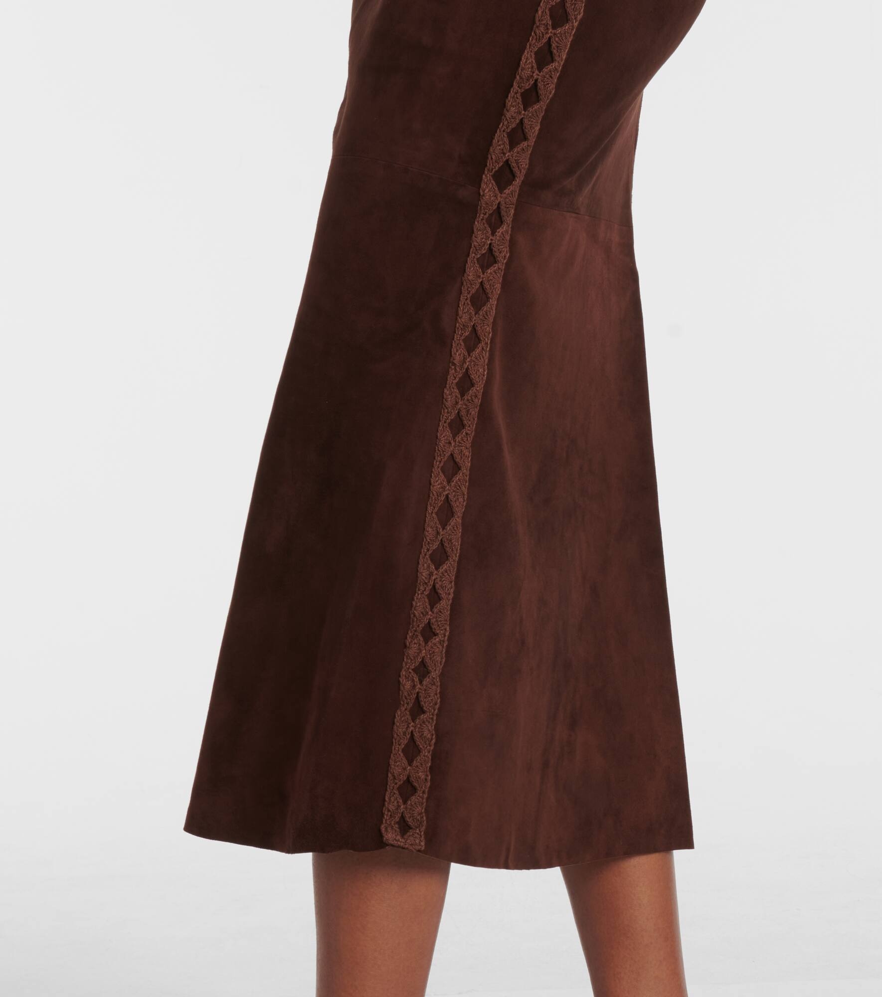 Mid-rise suede midi skirt - 5