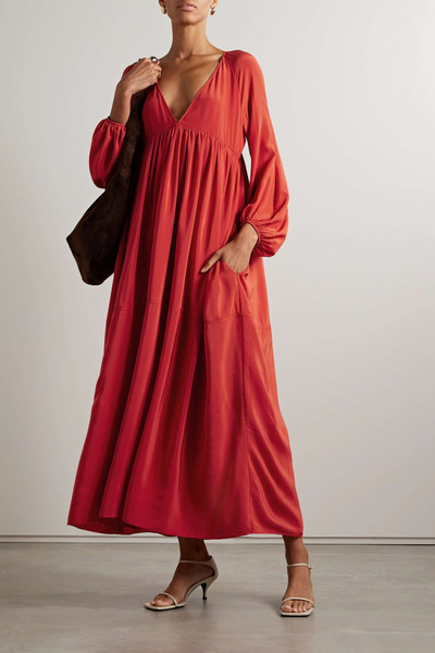 Another Tomorrow Gathered silk crepe de chine maxi dress outlook