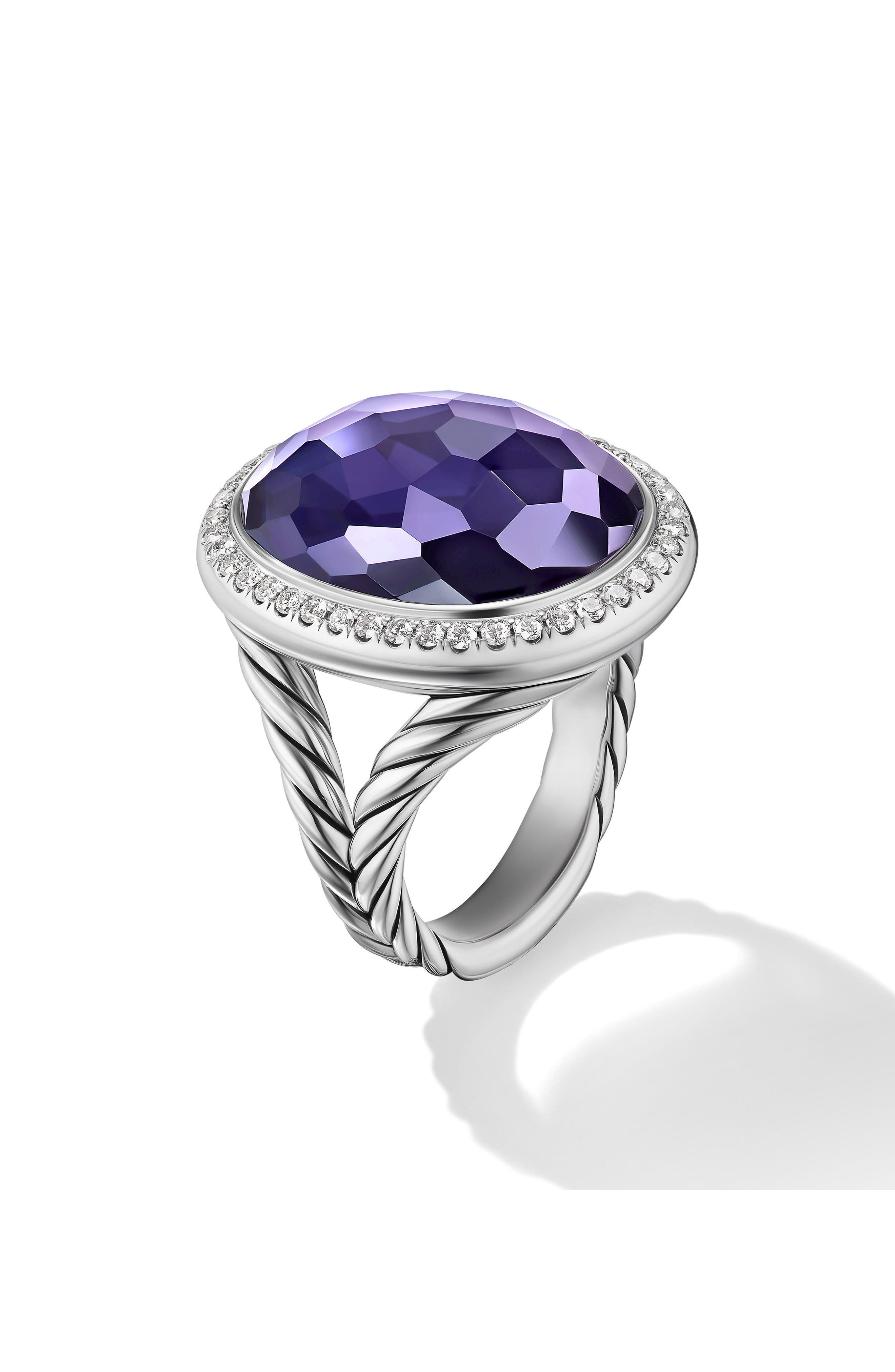 David Yurman Albion Diamond Halo Oval Cocktail Ring in Silver/Lavender Amethyst at Nordstrom - 2