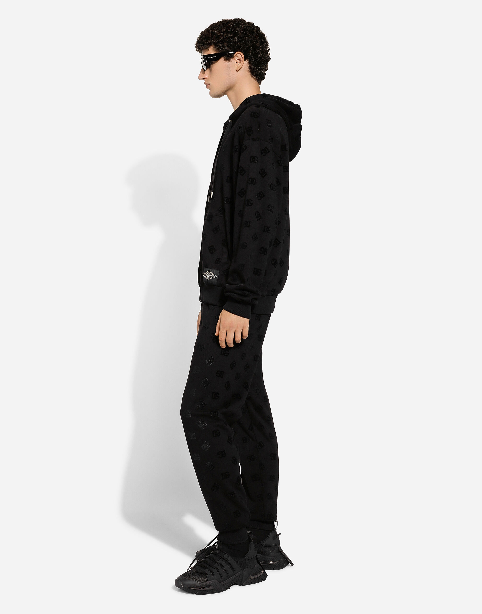 Jersey jogging pants with all-over DG logo print - 5