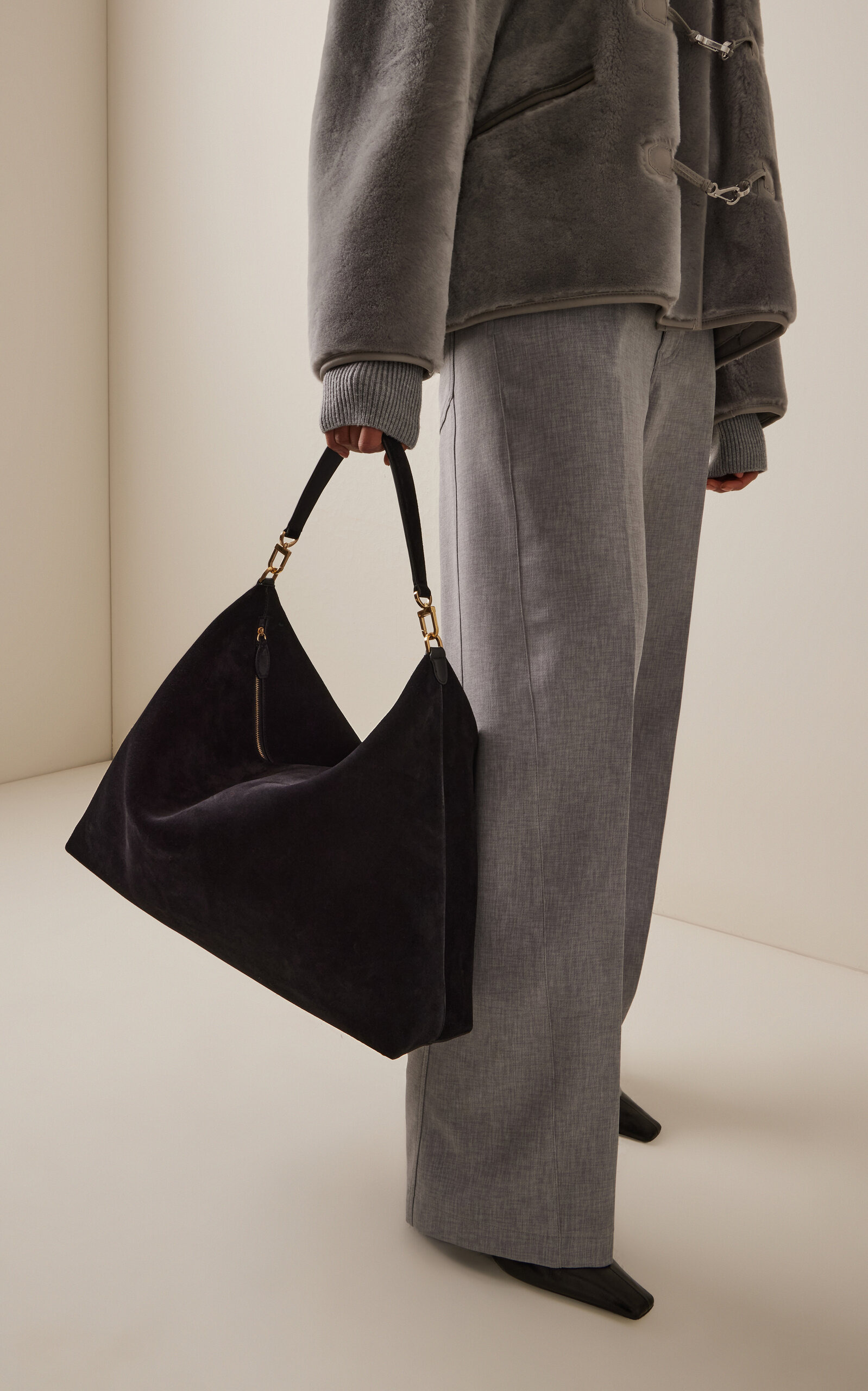 Suede Scoop Tote black - 2