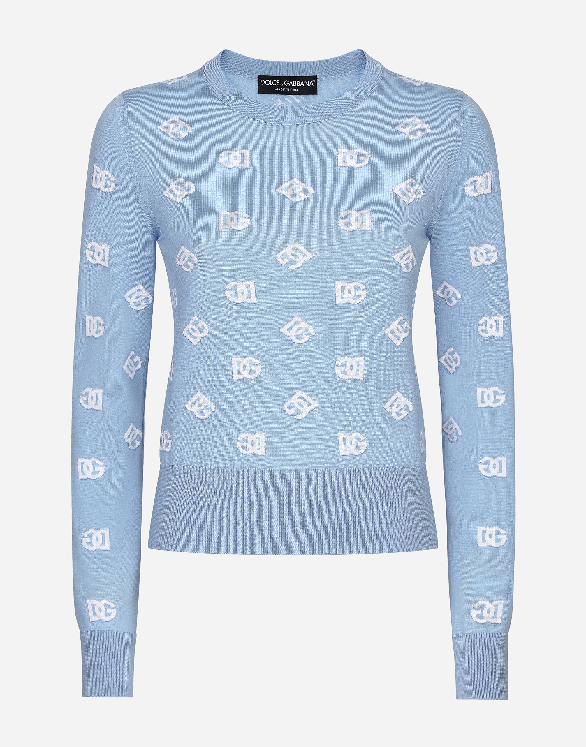 Wool and silk jacquard sweater with tonal DG logo - 1