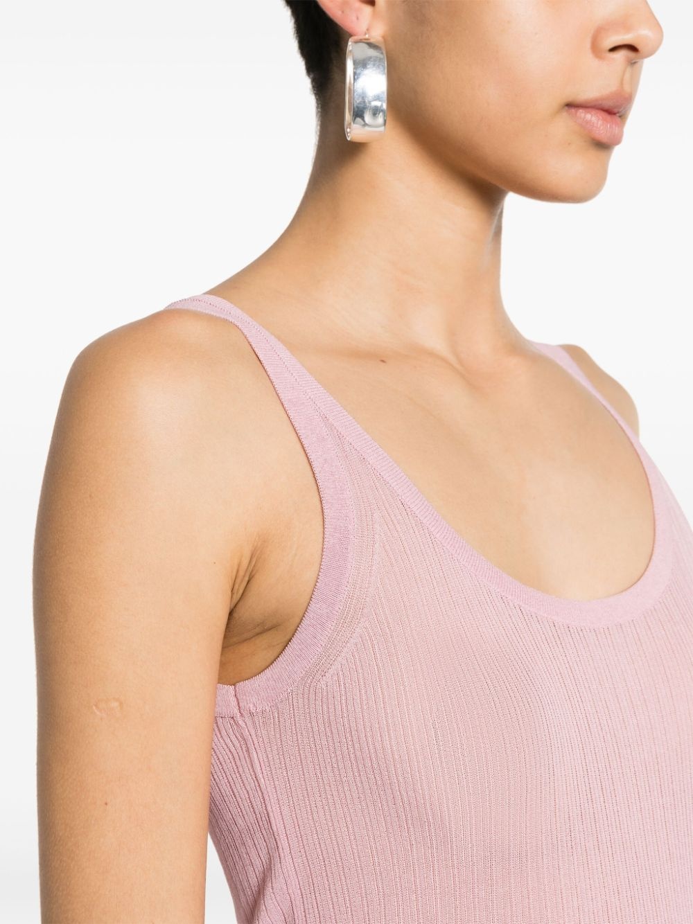 semi-sheer fine-ribbed top - 5