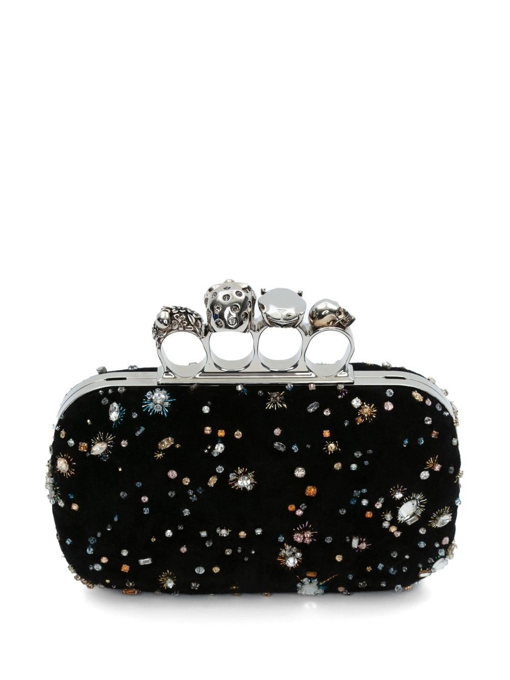 Skull Four Ring crystal-embellished clutch bag - 2