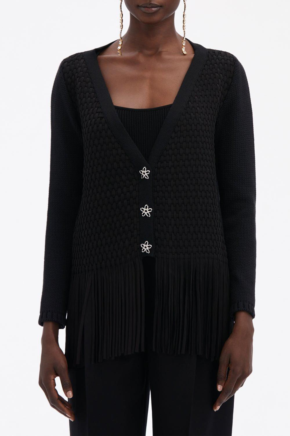 VNeck Lattice Embroidered Cardigan - 2