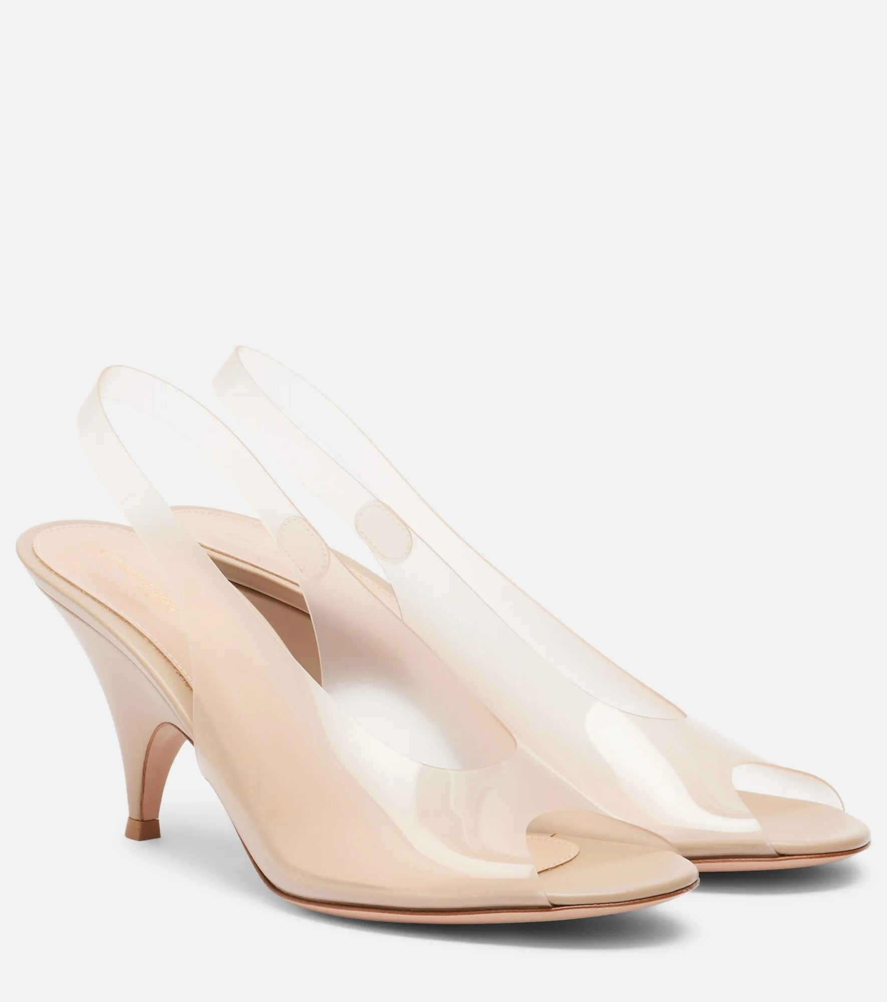 Leather-trimmed slingback sandals - 1