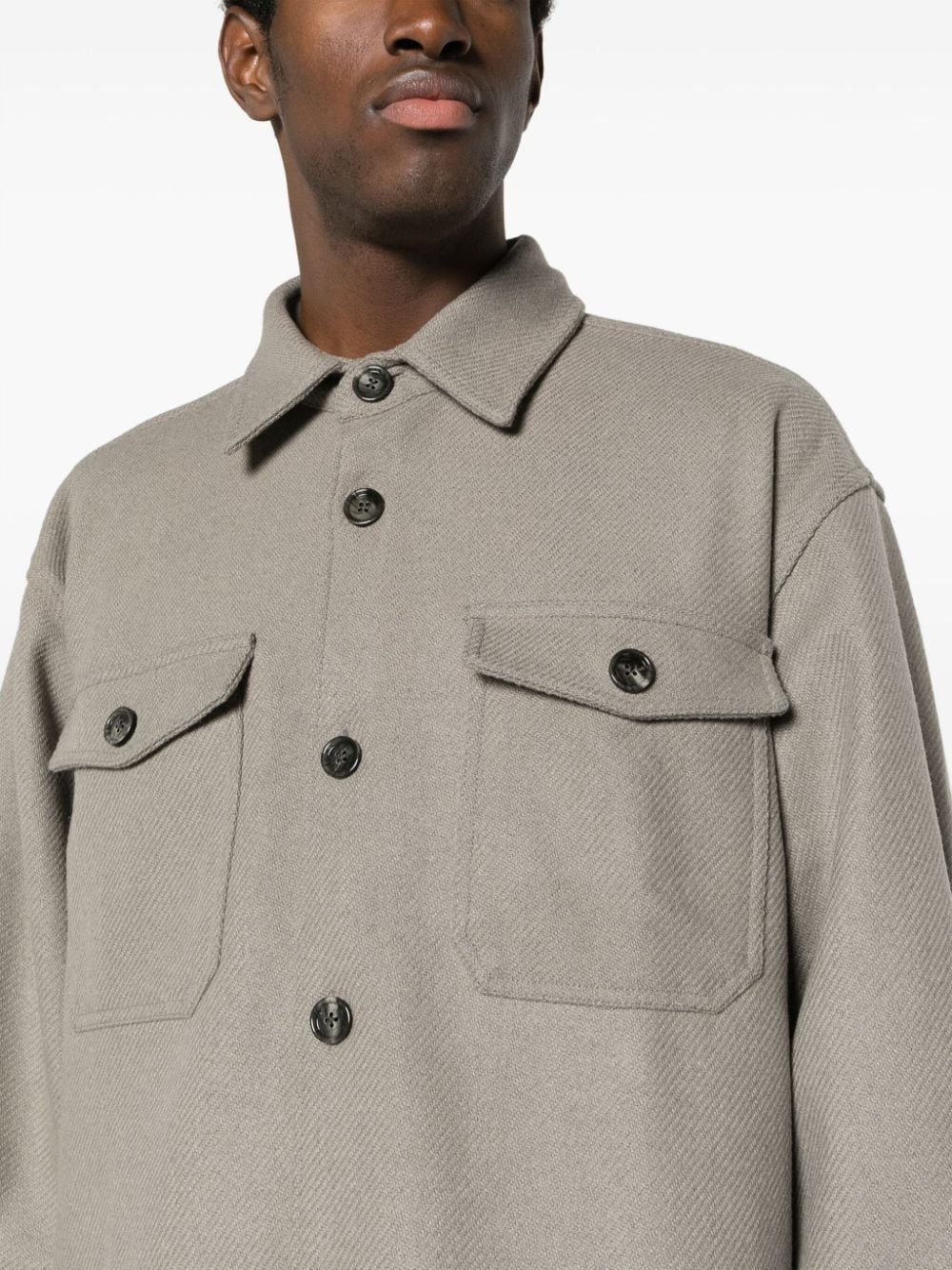 spread-collar wool-blend shirt jacket - 6
