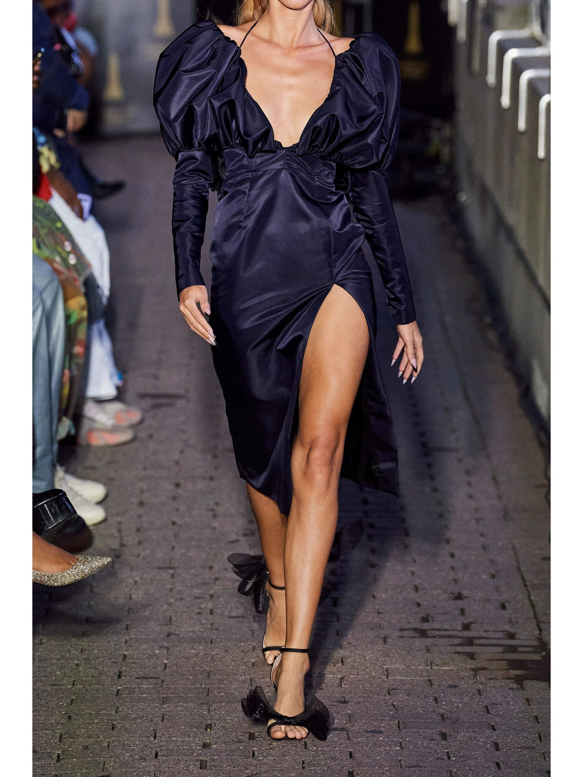 Puff Sleeve Midi Dress - 2