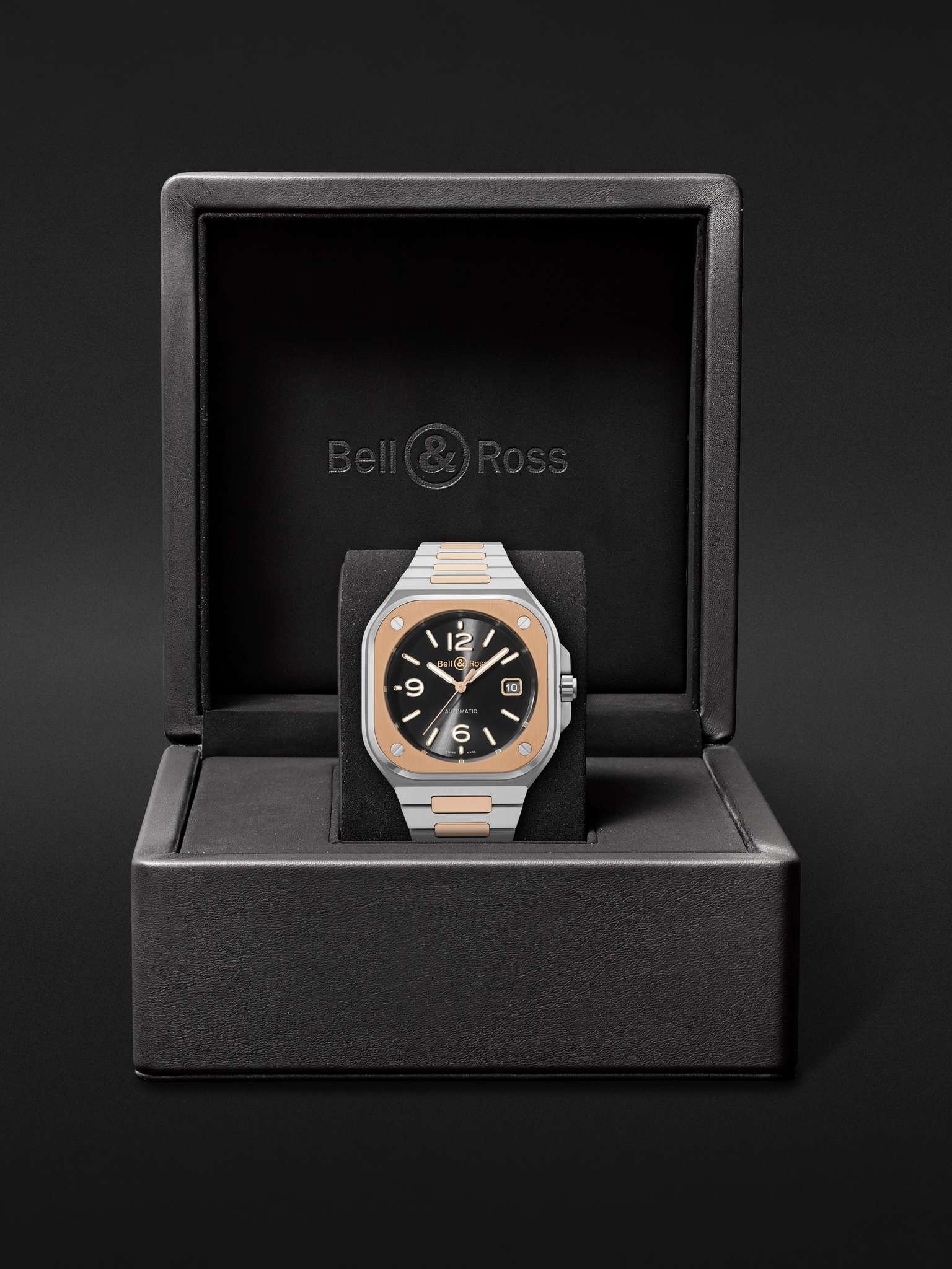 BR 05 Black Steel and Gold Automatic 40mm 18-Karat Rose Gold and Steel Watch, Ref. No. BR05A-BL-STPG - 8