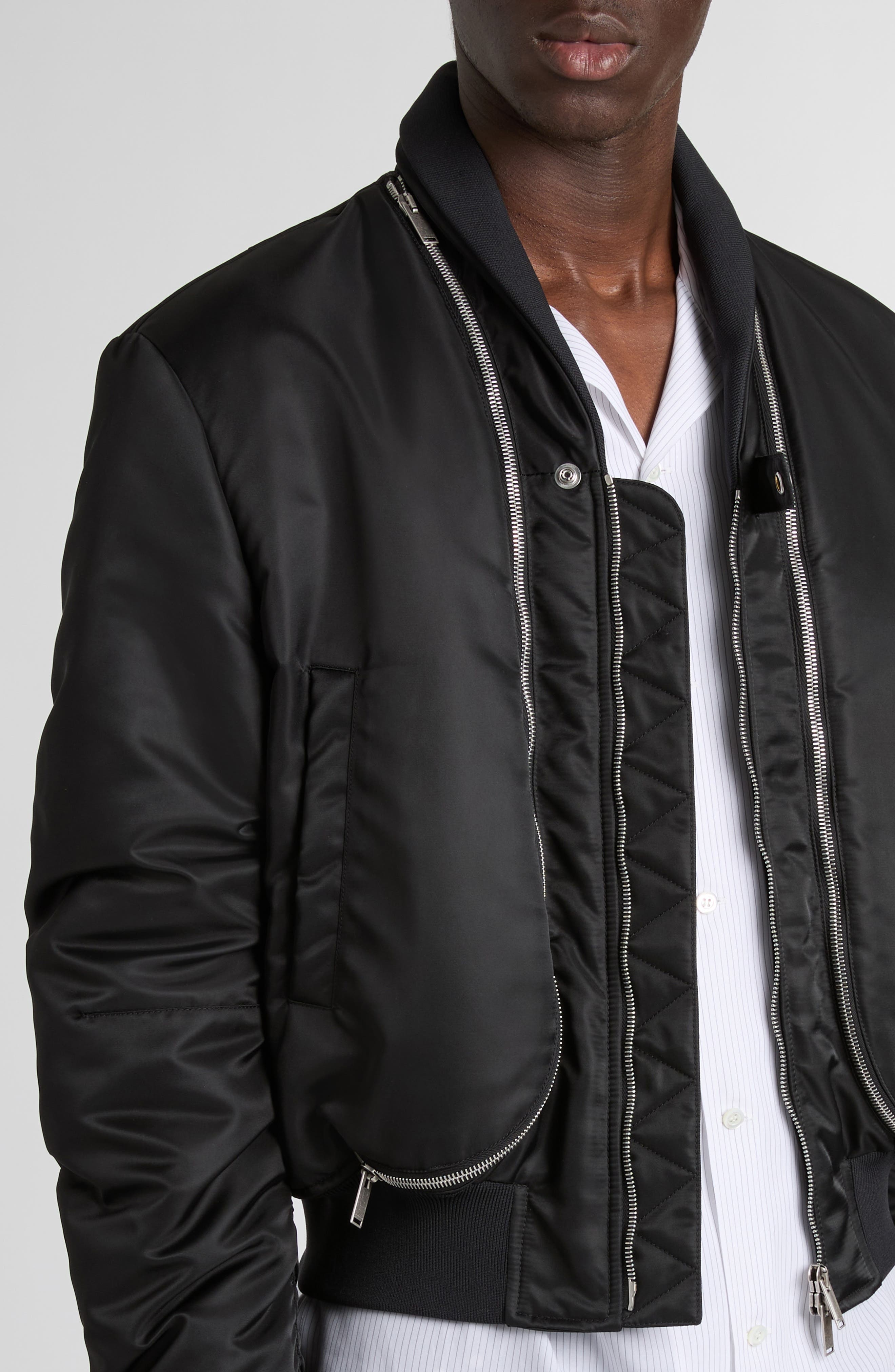 McQueen Technical Crop Bomber Jacket in Black at Nordstrom - 5