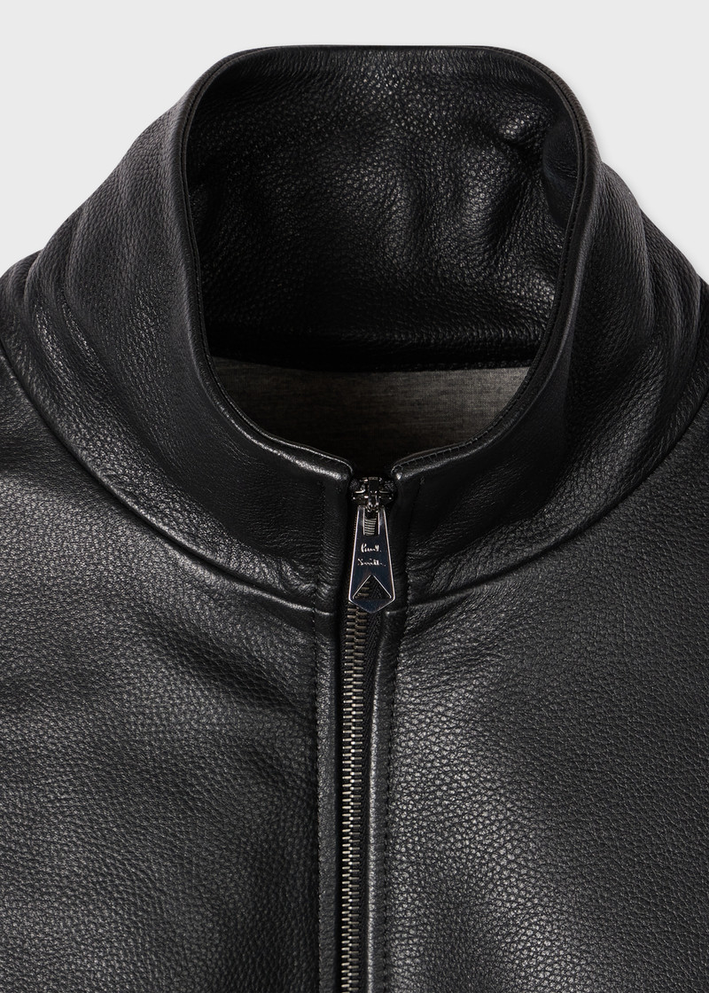 Paul Smith Women's Black Leather Bonded Jersey Lined Jacket outlook