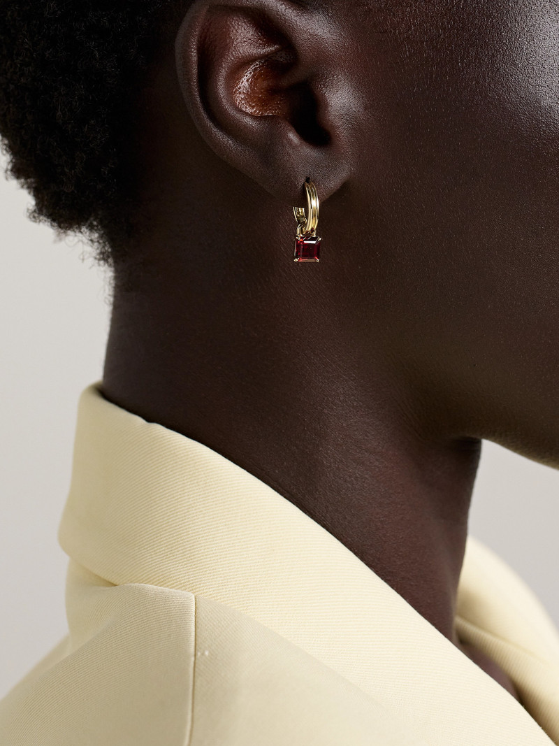 STONE AND STRAND Studio 10-karat Gold Garnet Hoop Earrings outlook